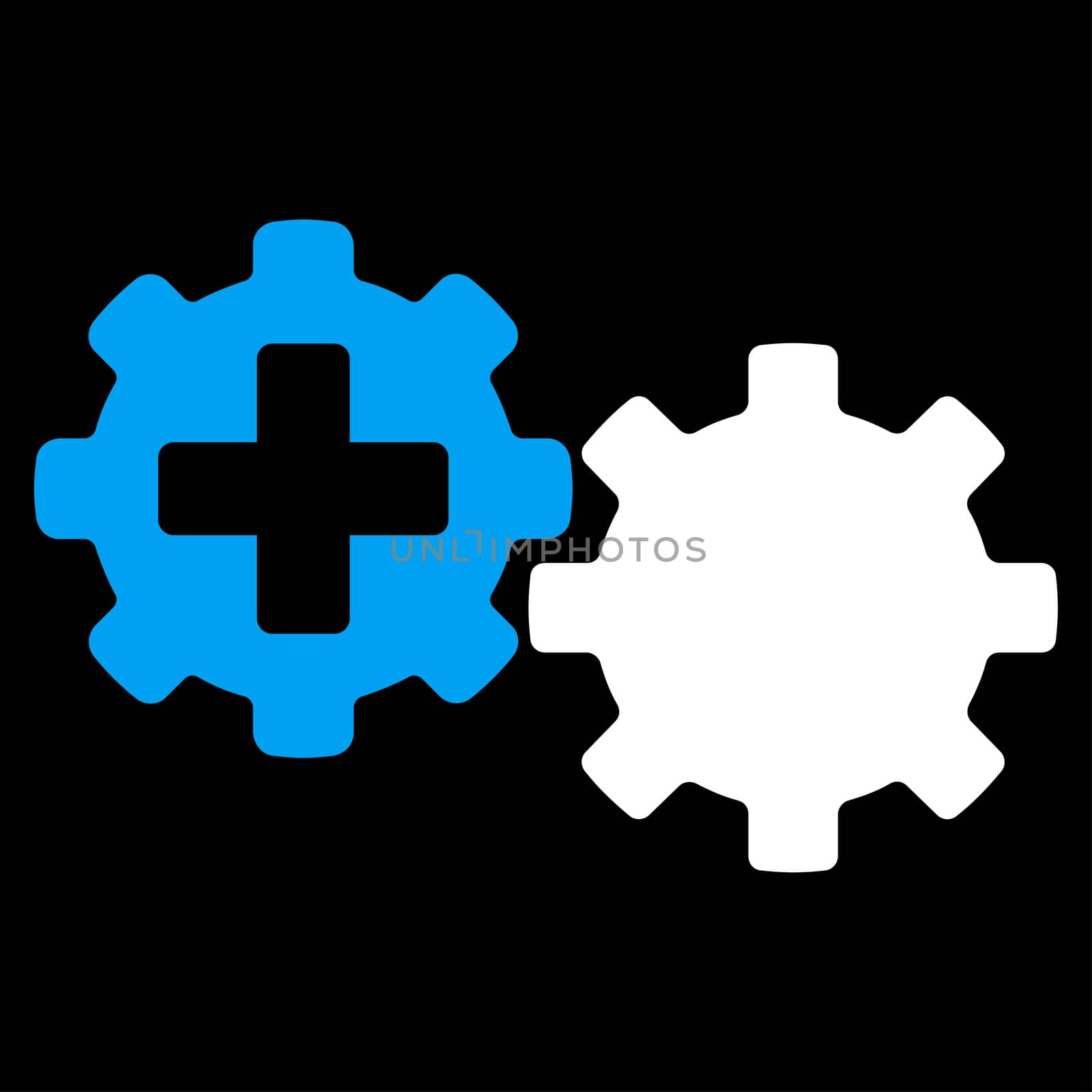 Medical Process raster icon. Style is bicolor flat symbol, blue and white colors, rounded angles, black background.