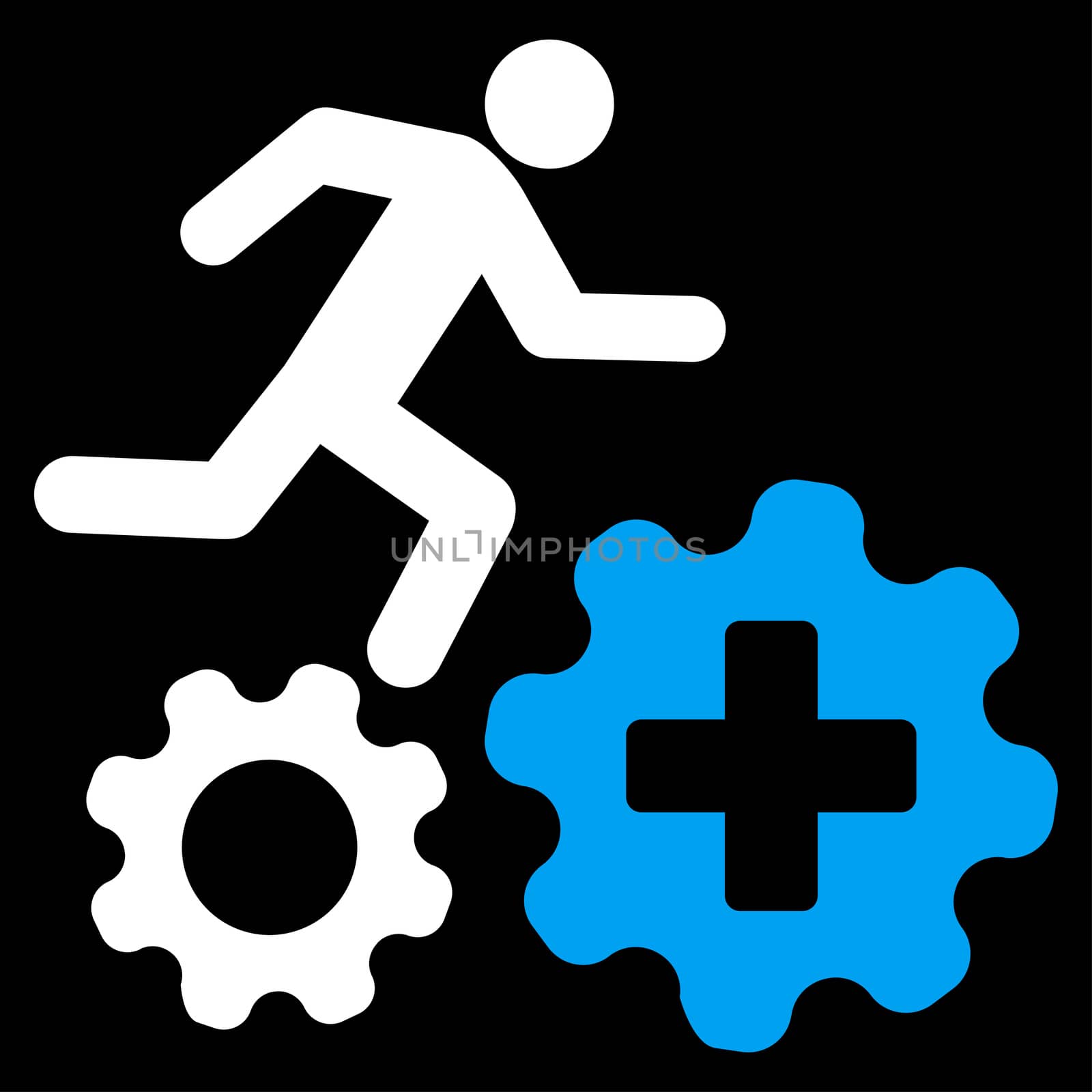 Treatment Process raster icon. Style is bicolor flat symbol, blue and white colors, rounded angles, black background.