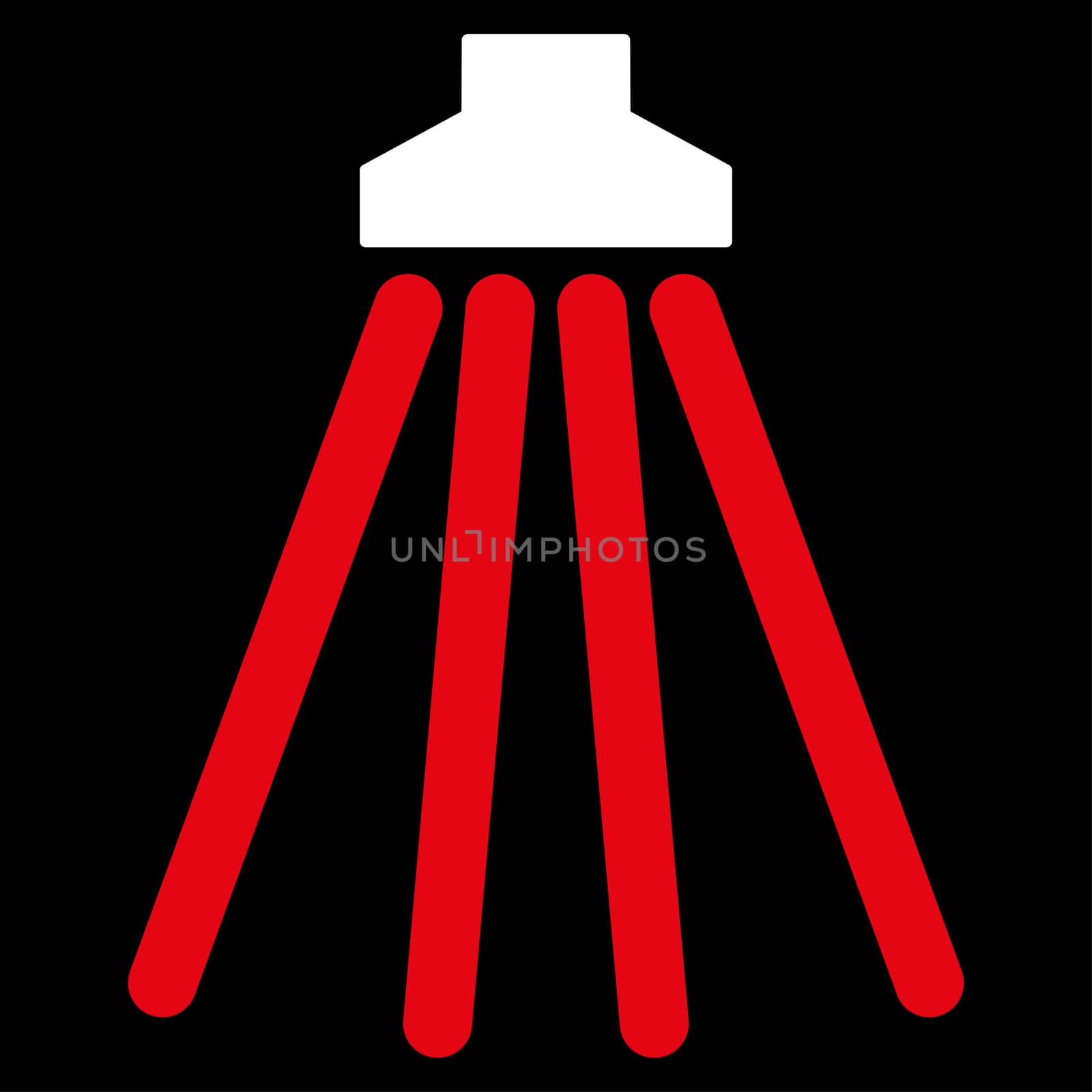 Shower raster icon. Style is bicolor flat symbol, red and white colors, rounded angles, black background.