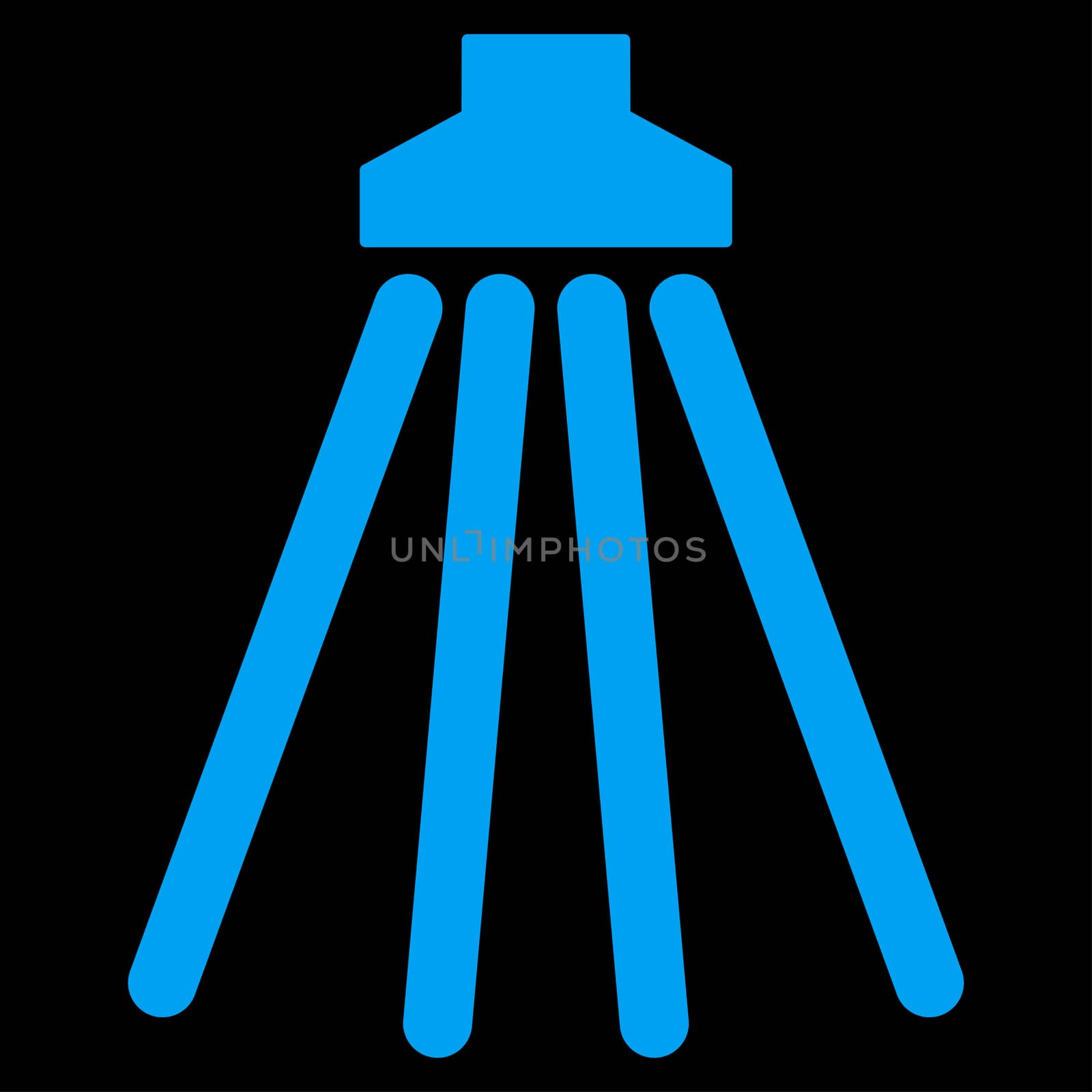 Shower raster icon. Style is flat symbol, blue color, rounded angles, black background.