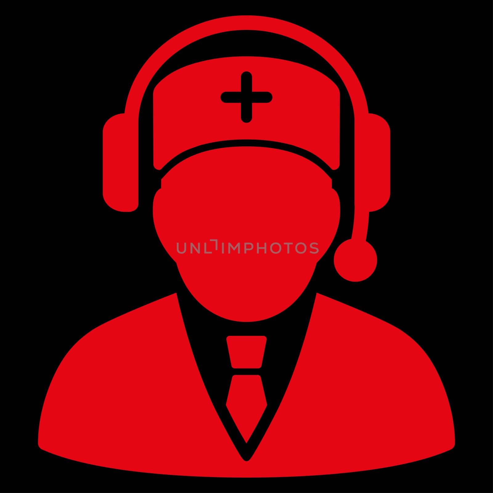 Emergency Manager raster icon. Style is flat symbol, red color, rounded angles, black background.