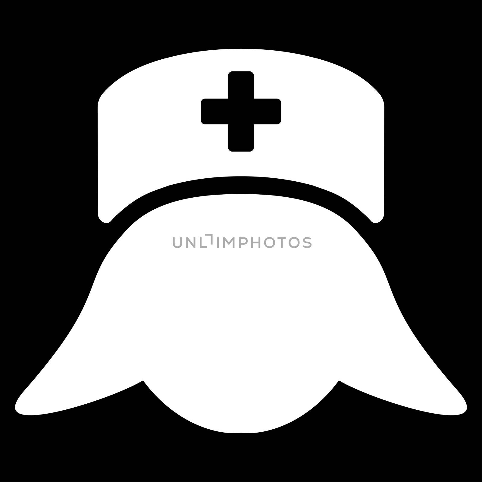 Hospital Nurse Head raster icon. Style is flat symbol, white color, rounded angles, black background.