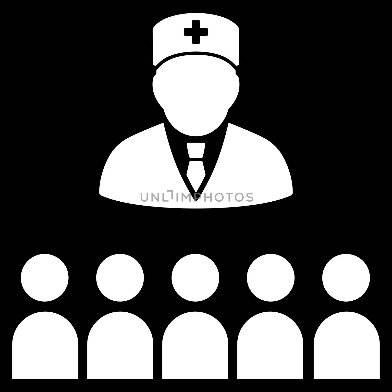 Medical Class raster icon. Style is flat symbol, white color, rounded angles, black background.