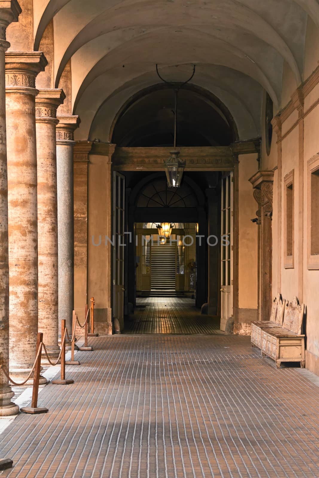 entrance with colonnade of palace