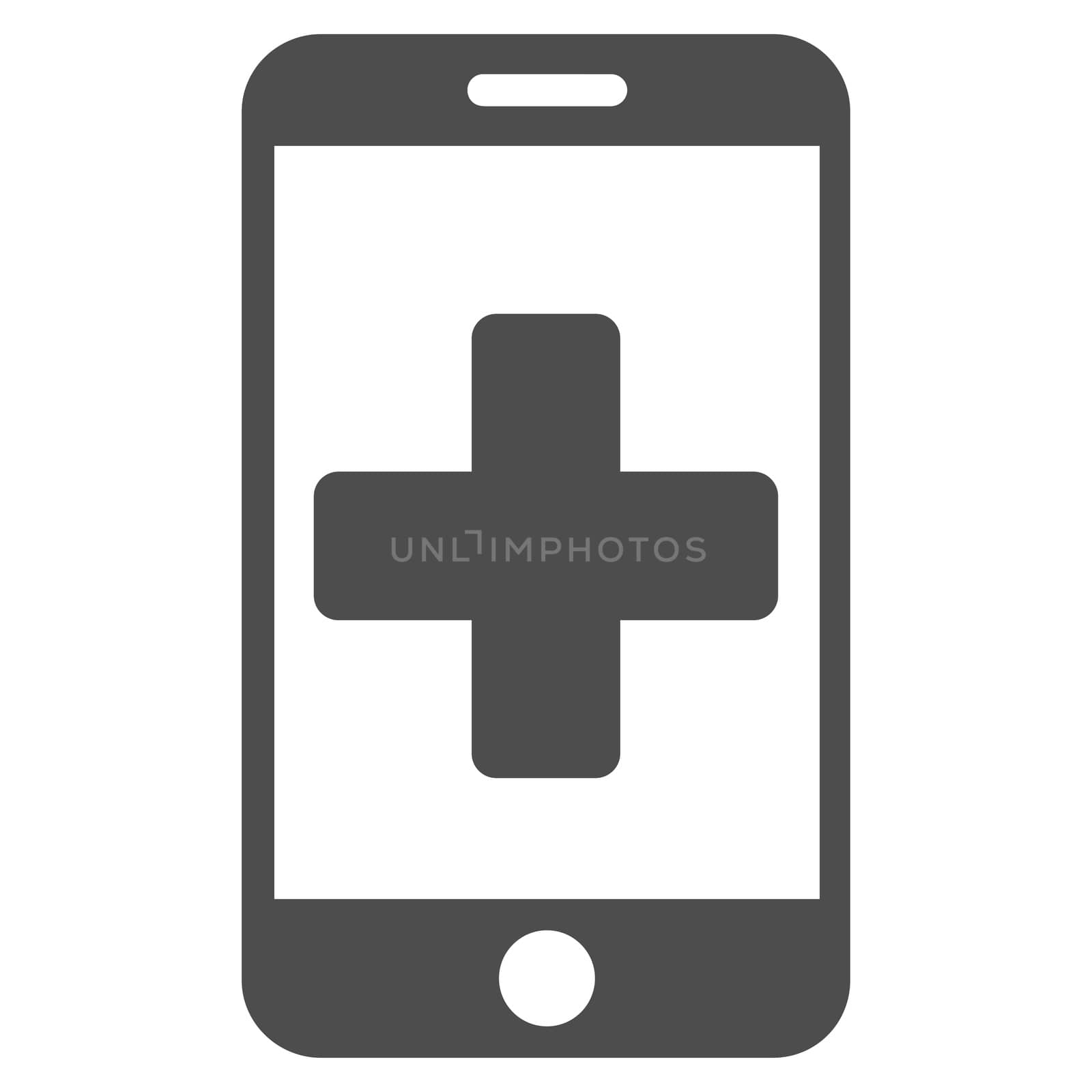Online Help glyph icon. Style is flat symbol, gray color, rounded angles, white background.