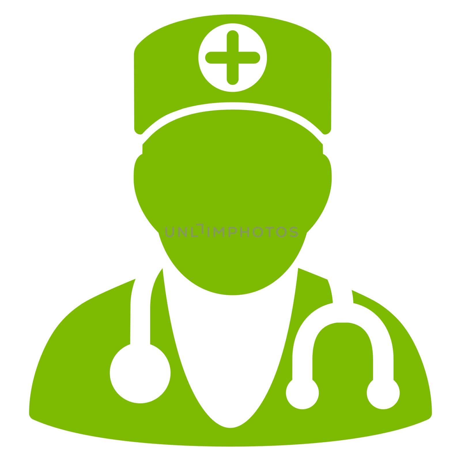 Therapist glyph icon. Style is flat symbol, eco green color, rounded angles, white background.