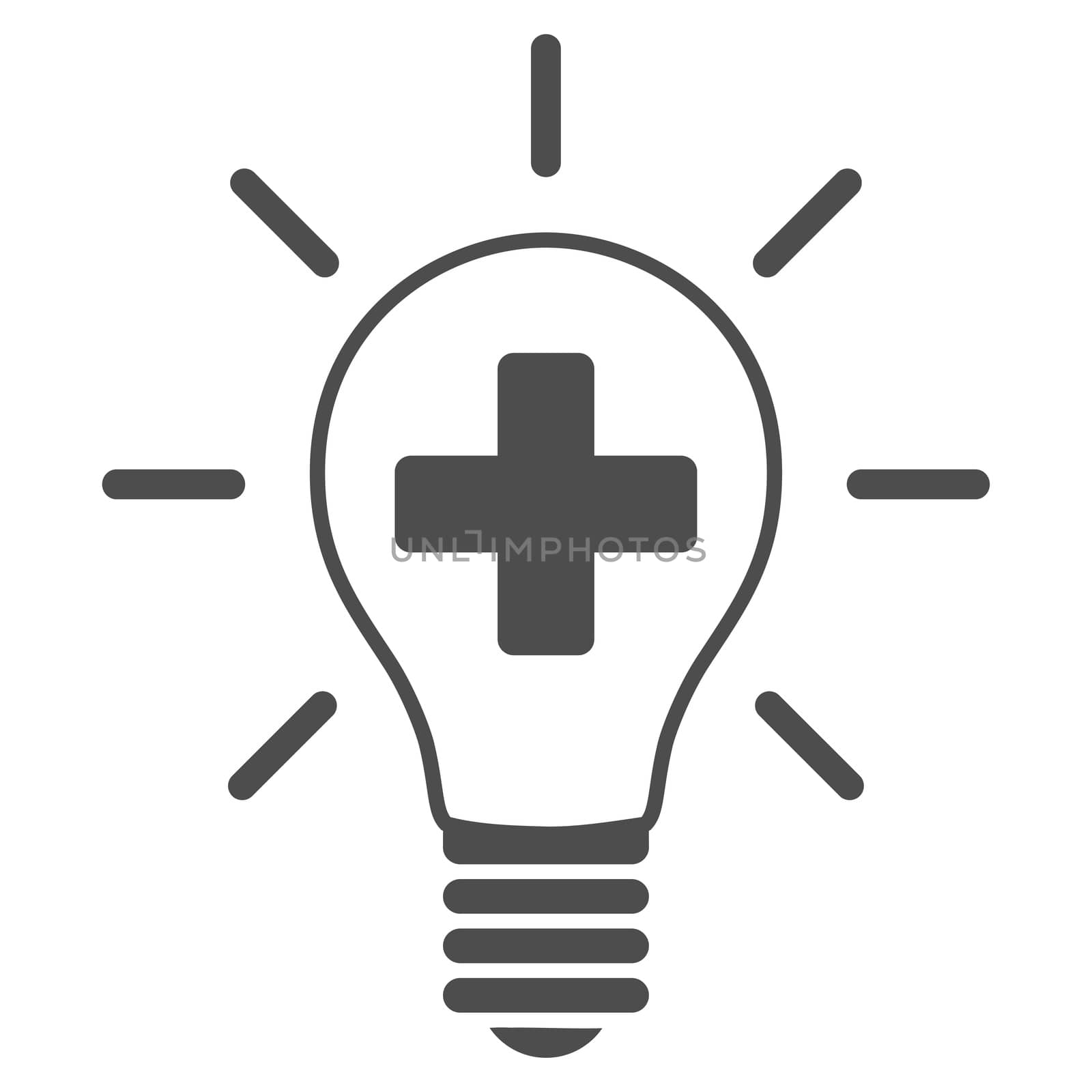 Creative Medicine Bulb glyph icon. Style is flat symbol, gray color, rounded angles, white background.