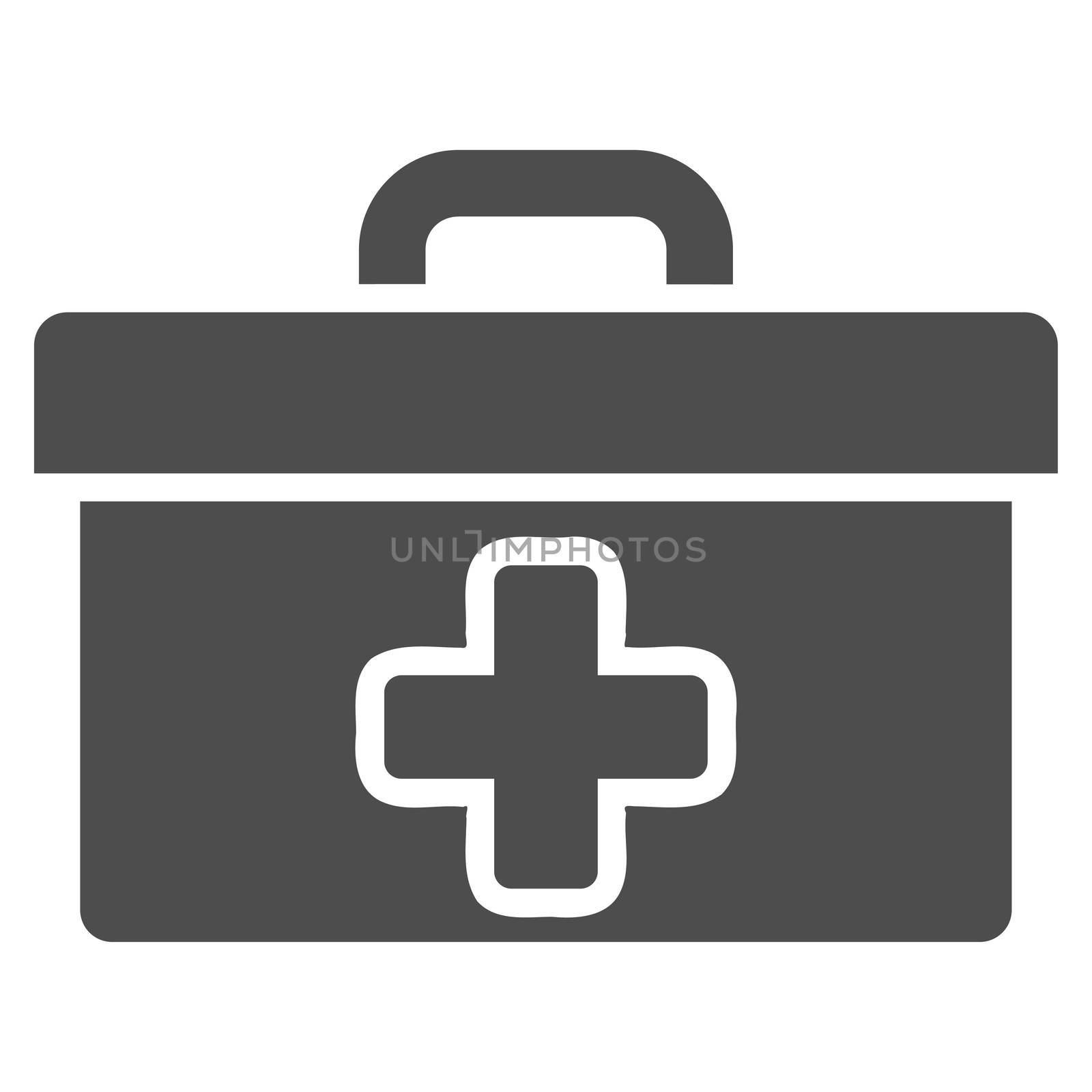 First Aid Toolbox glyph icon. Style is flat symbol, gray color, rounded angles, white background.