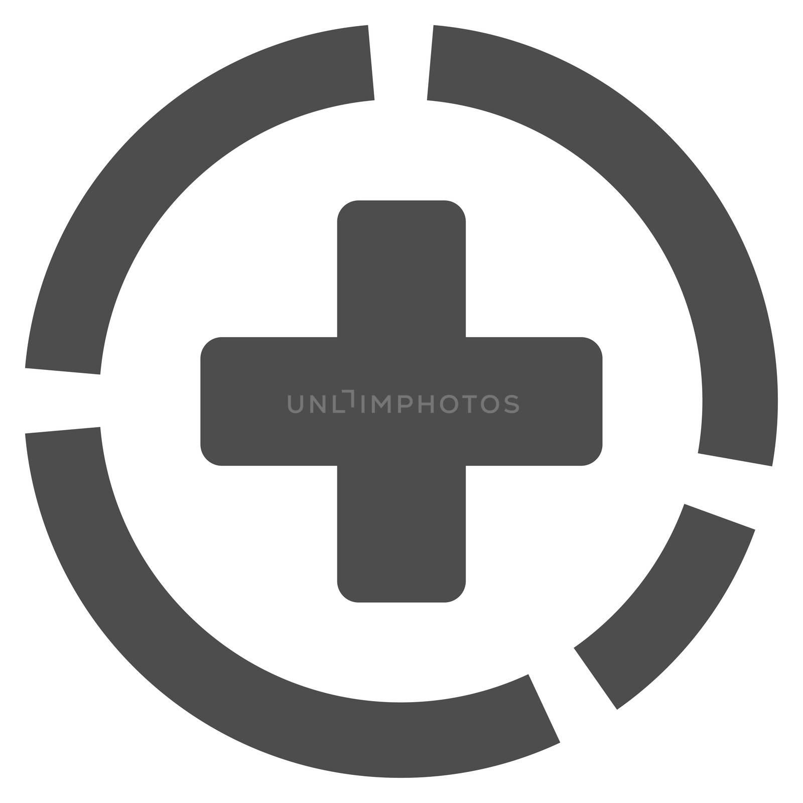 Health Care Diagram glyph icon. Style is flat symbol, gray color, rounded angles, white background.