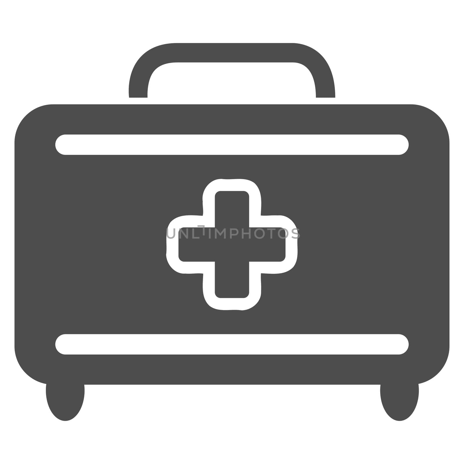 Medical Baggage glyph icon. Style is flat symbol, gray color, rounded angles, white background.