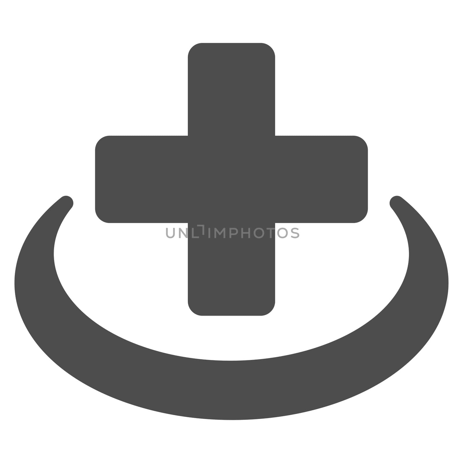 Medical Community glyph icon. Style is flat symbol, gray color, rounded angles, white background.