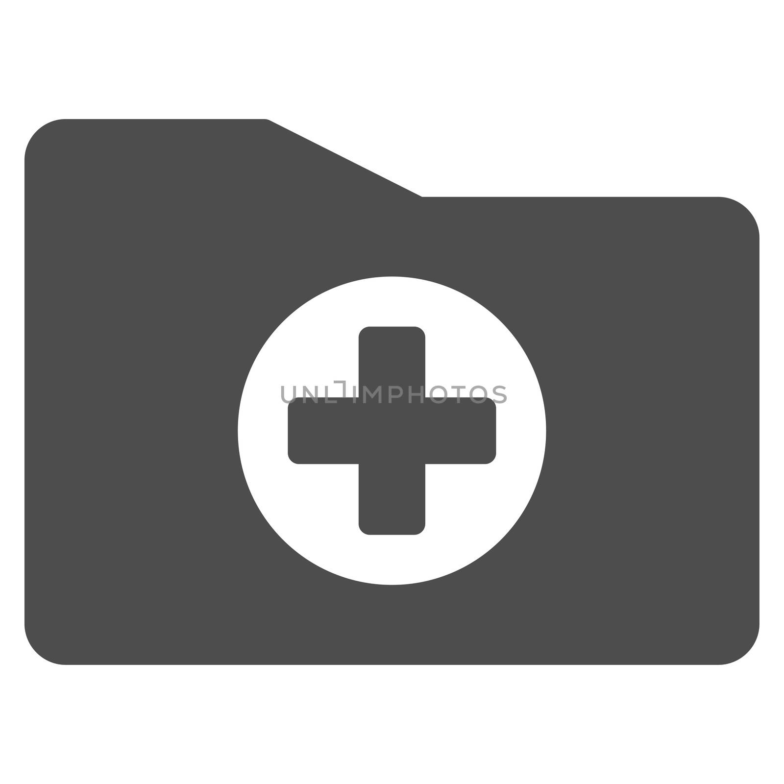 Medical Folder glyph icon. Style is flat symbol, gray color, rounded angles, white background.