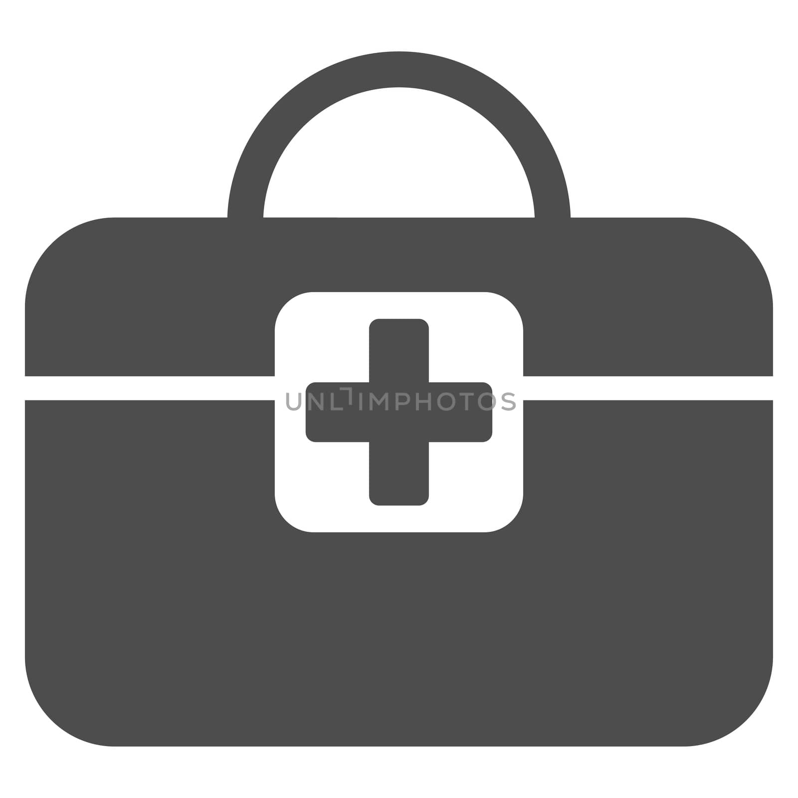 Medical Kit glyph icon. Style is flat symbol, gray color, rounded angles, white background.