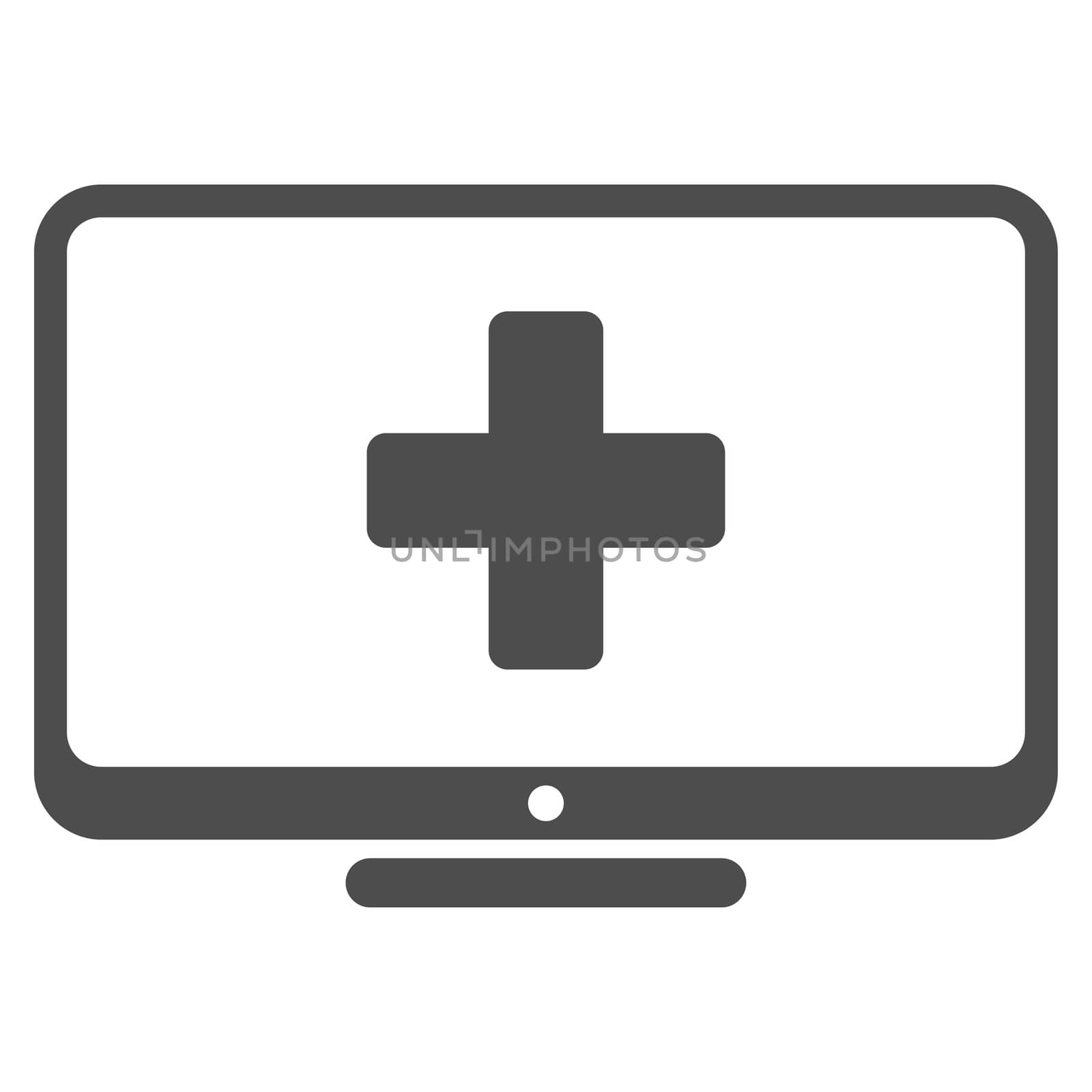 Medical Monitor glyph icon. Style is flat symbol, gray color, rounded angles, white background.