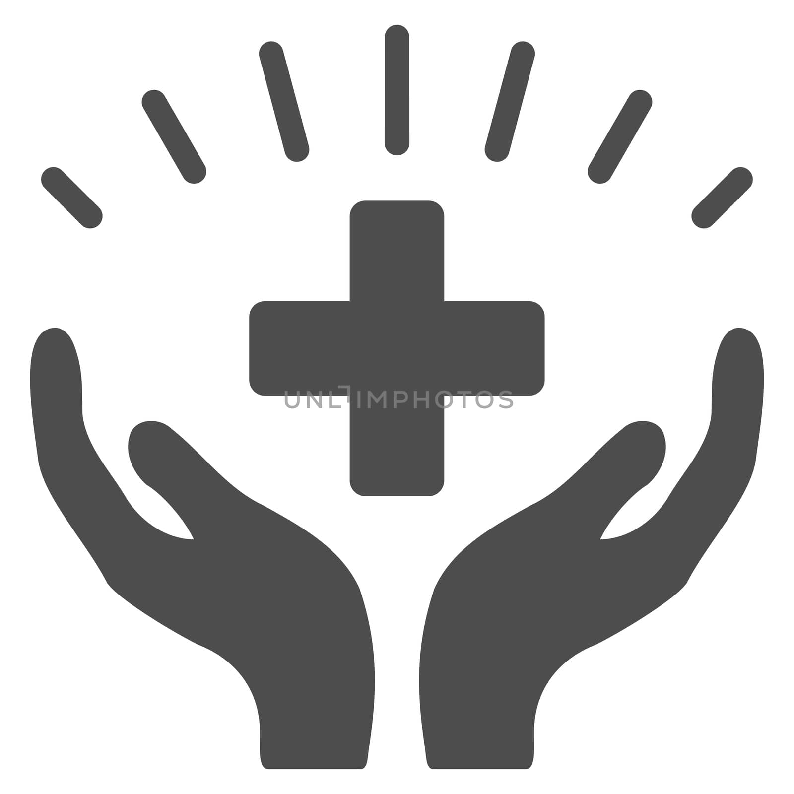 Medical Prosperity glyph icon. Style is flat symbol, gray color, rounded angles, white background.