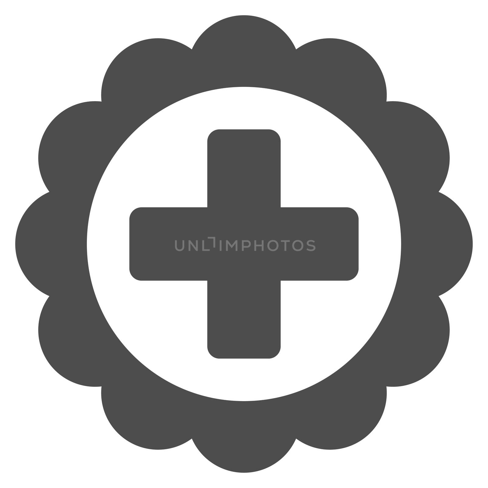Medical Sticker glyph icon. Style is flat symbol, gray color, rounded angles, white background.