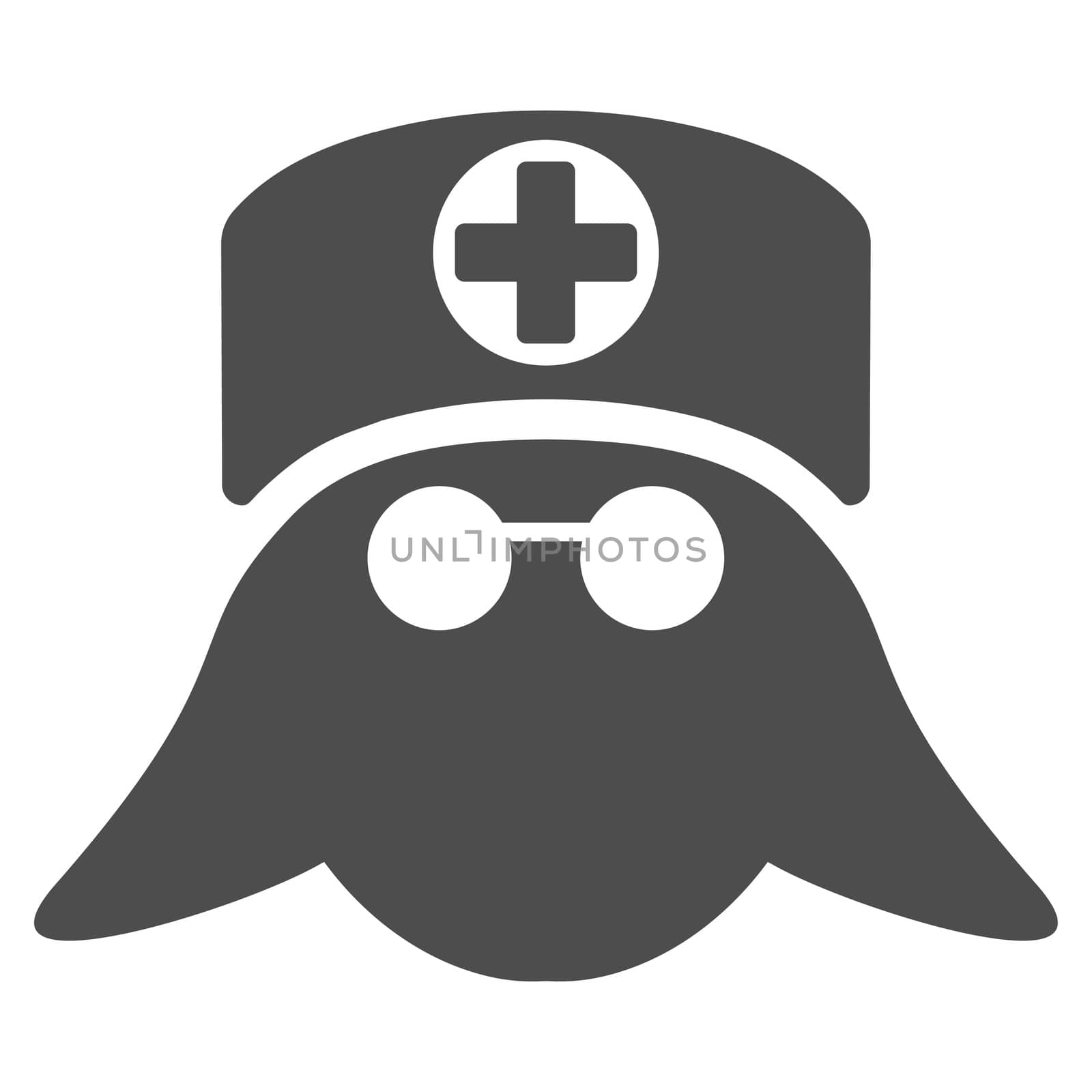 Nurse Head glyph icon. Style is flat symbol, gray color, rounded angles, white background.