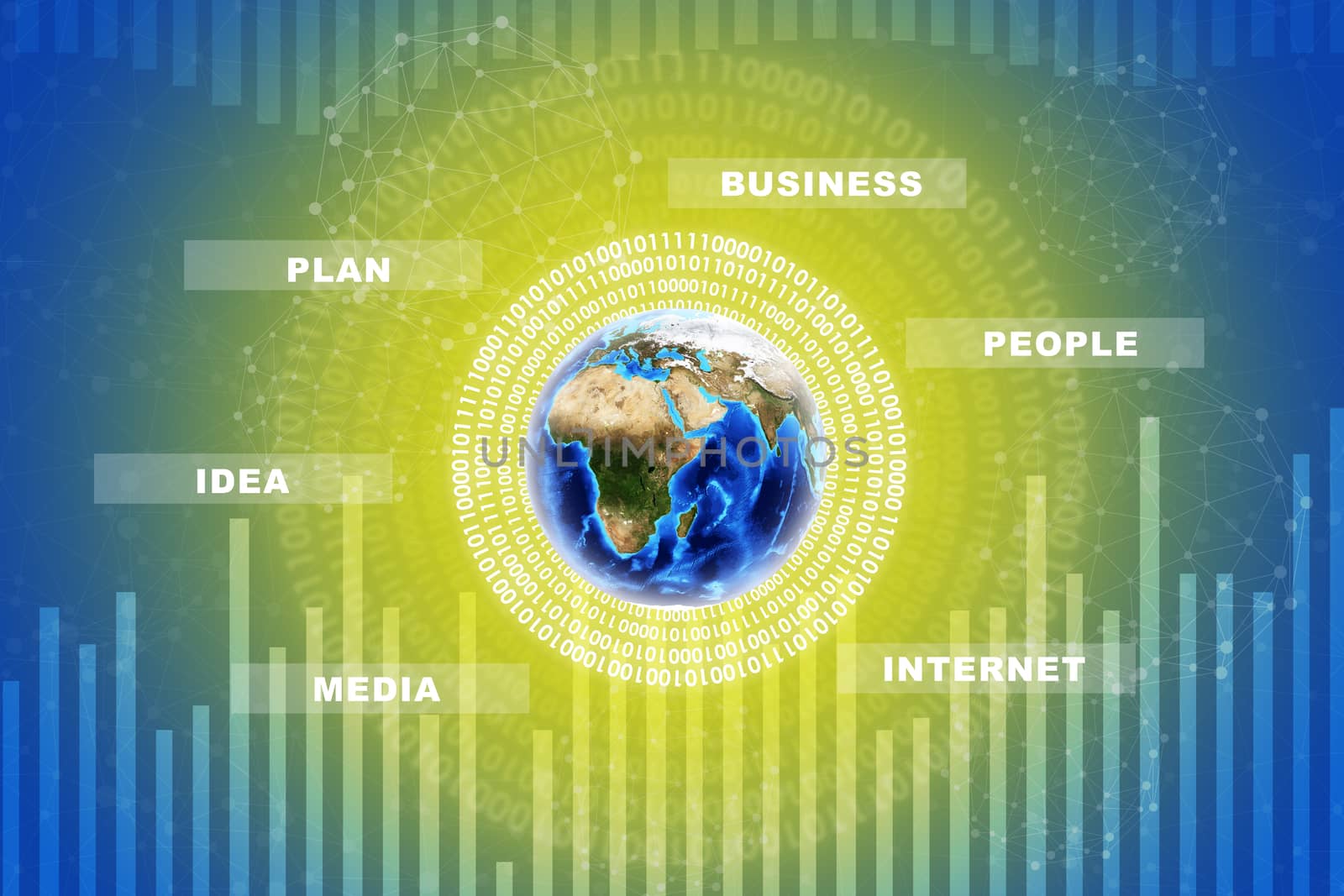 Earth with business words and molecule by cherezoff