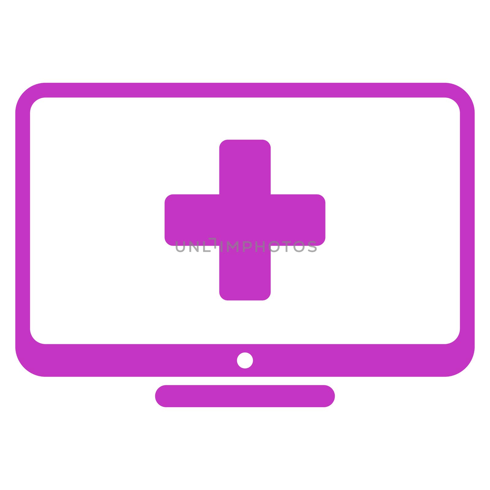 Medical Monitor glyph icon. Style is flat symbol, violet color, rounded angles, white background.