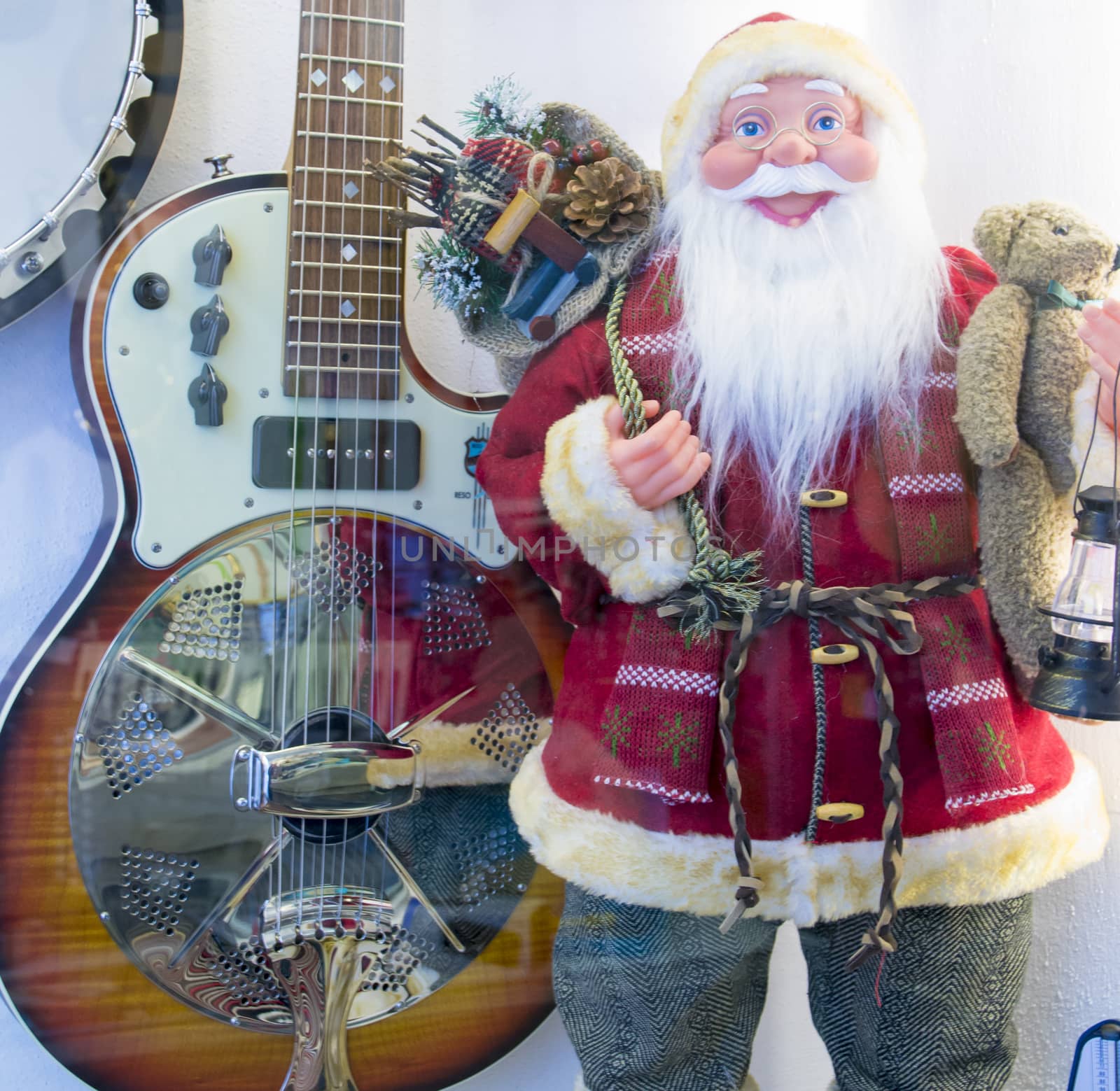 Santa Claus and vintage guitar