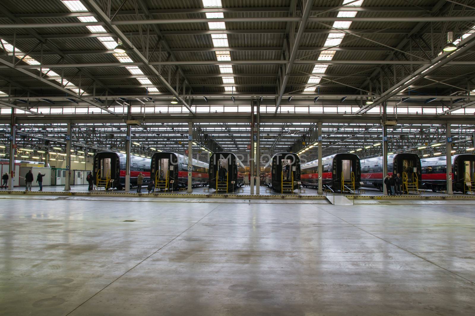 railway carriages in workshops major repairs, Italy