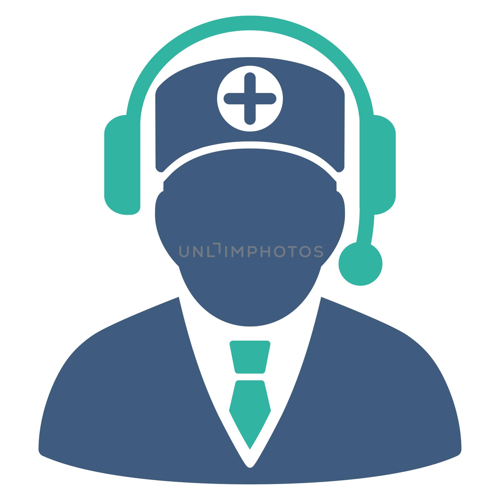 Medical Operator raster icon. Style is bicolor flat symbol, cobalt and cyan colors, rounded angles, white background.
