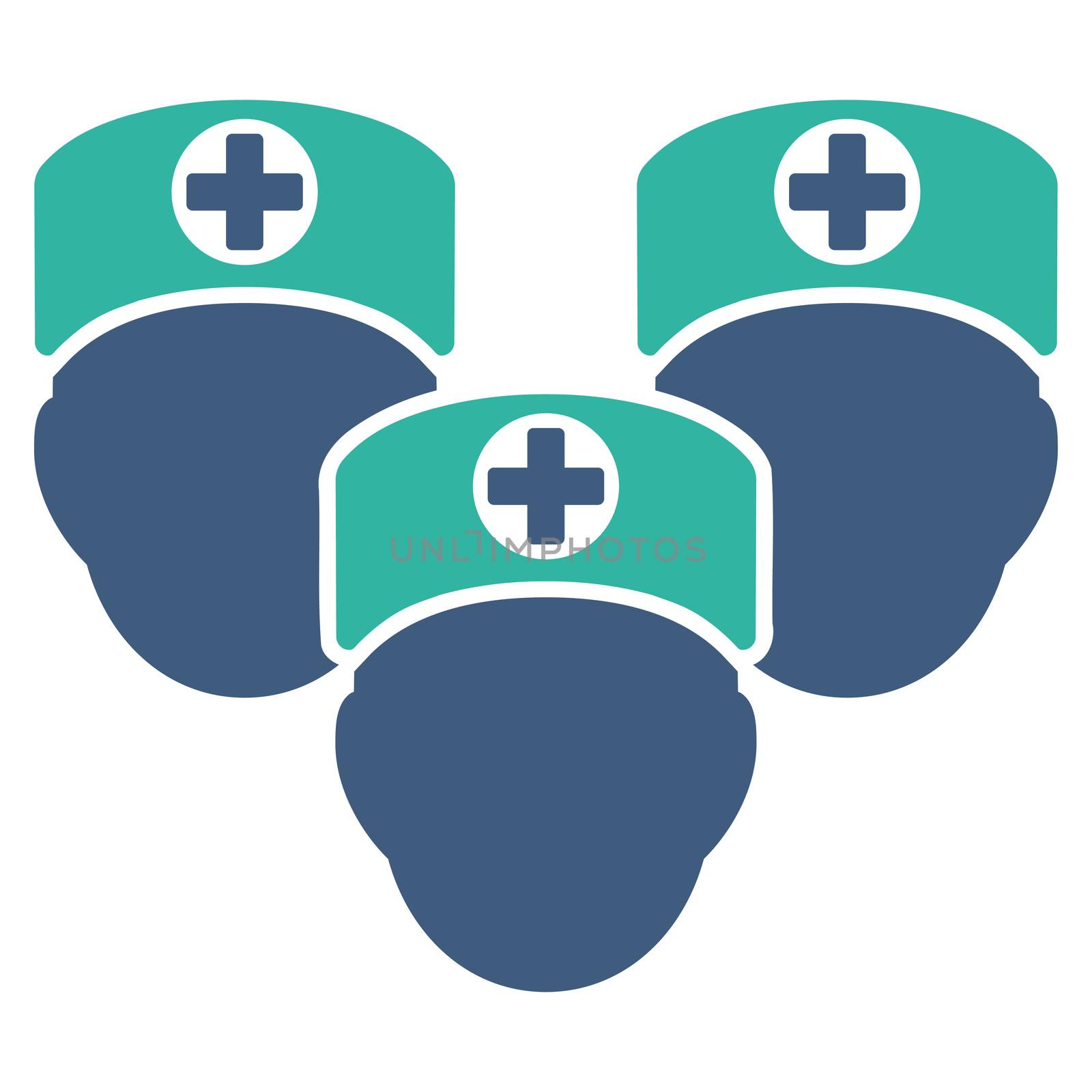 Medical Staff raster icon. Style is bicolor flat symbol, cobalt and cyan colors, rounded angles, white background.