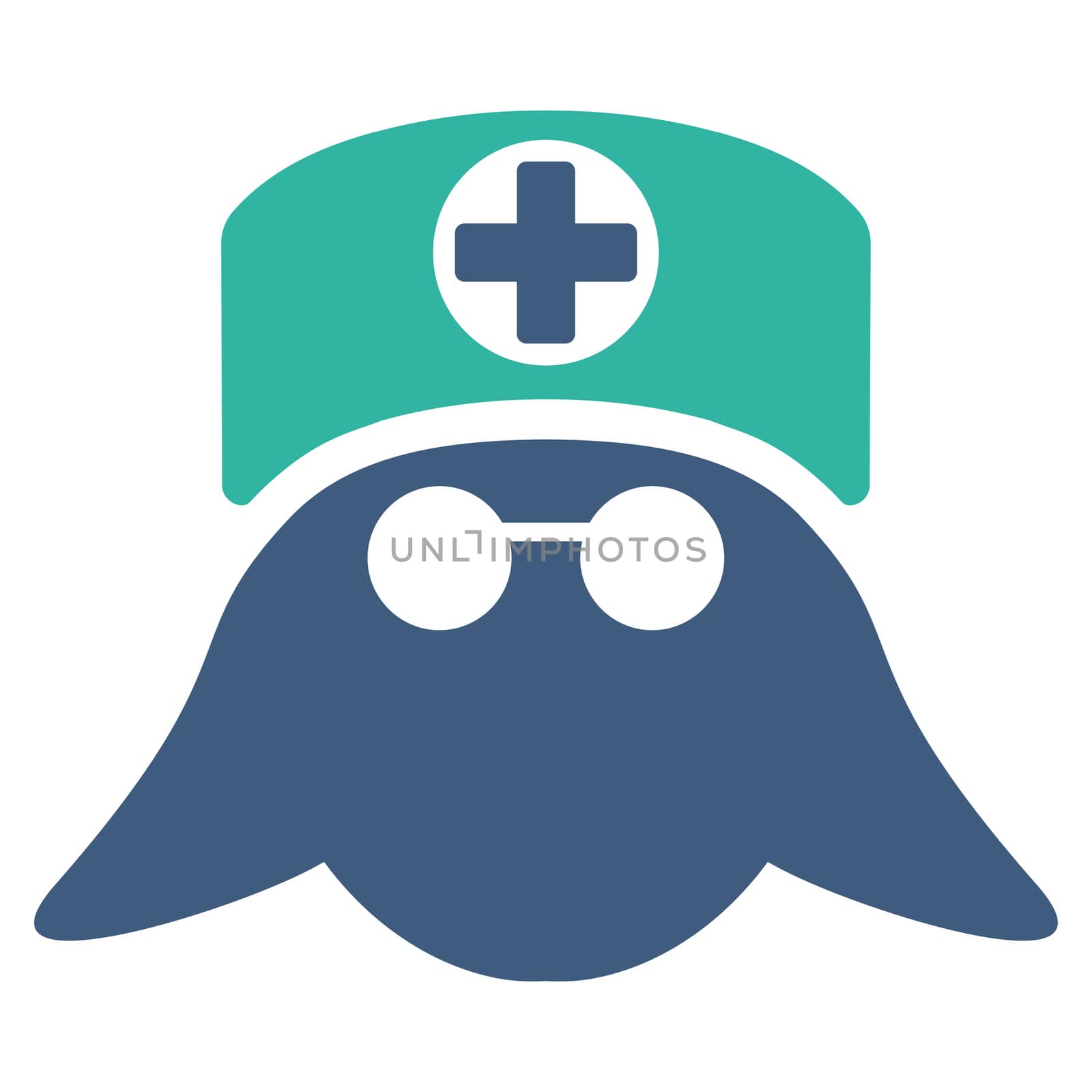 Nurse Head raster icon. Style is bicolor flat symbol, cobalt and cyan colors, rounded angles, white background.