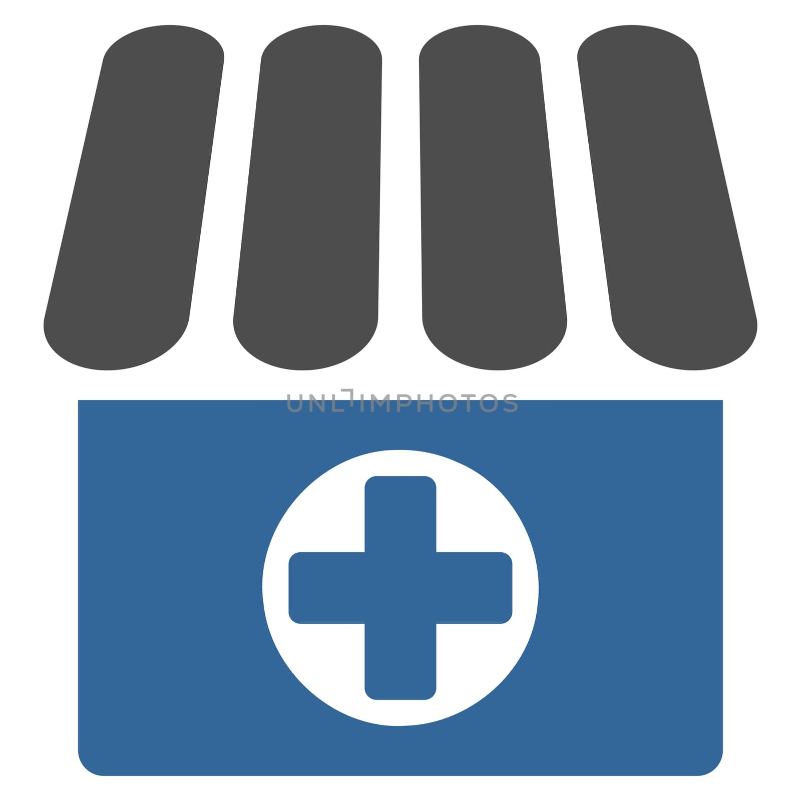 Apothecary raster icon. Style is bicolor flat symbol, cobalt and gray colors, rounded angles, white background.
