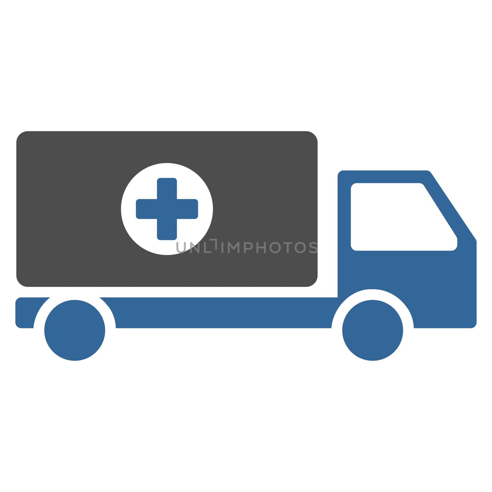 Drugs Shipment raster icon. Style is bicolor flat symbol, cobalt and gray colors, rounded angles, white background.