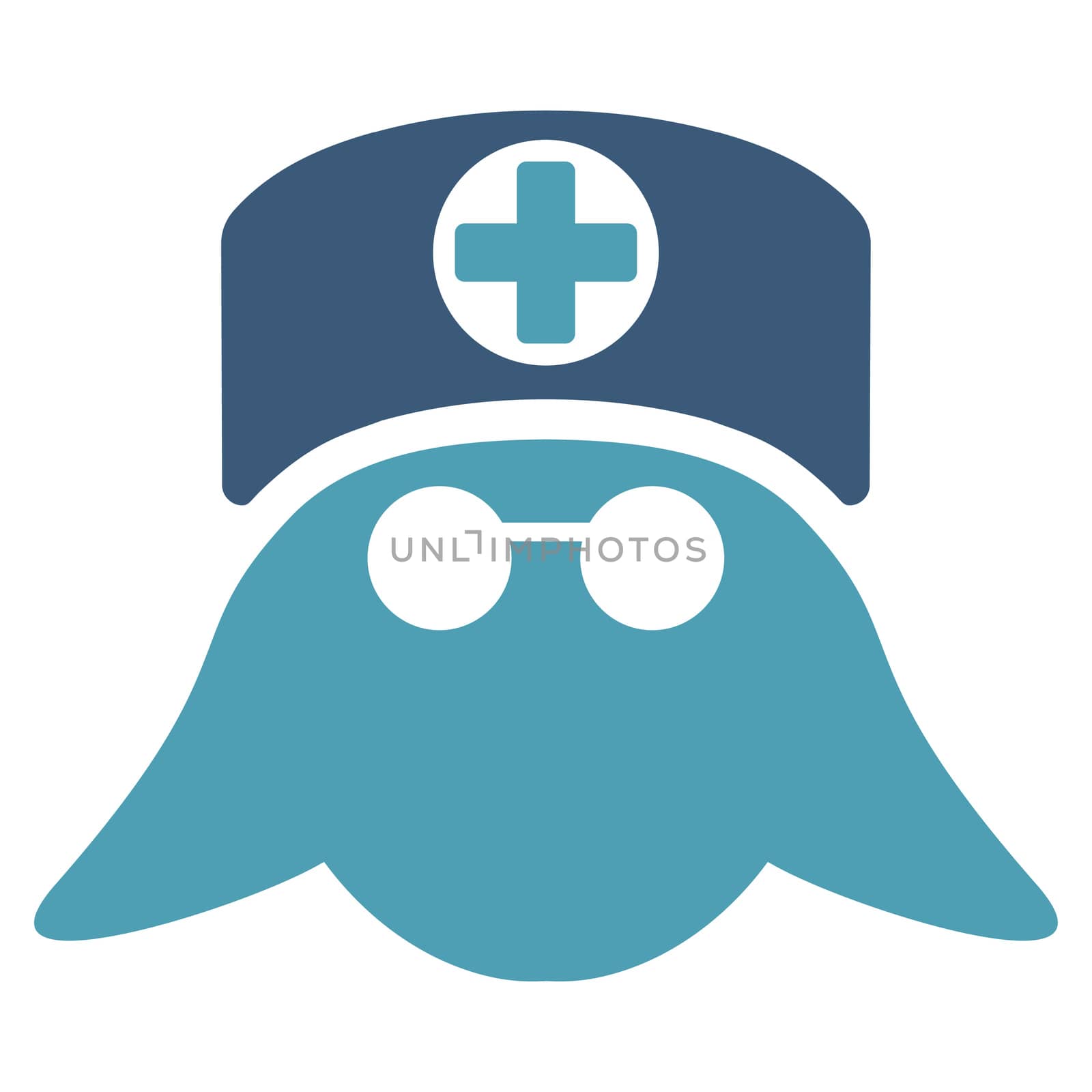 Nurse Head raster icon. Style is bicolor flat symbol, cyan and blue colors, rounded angles, white background.