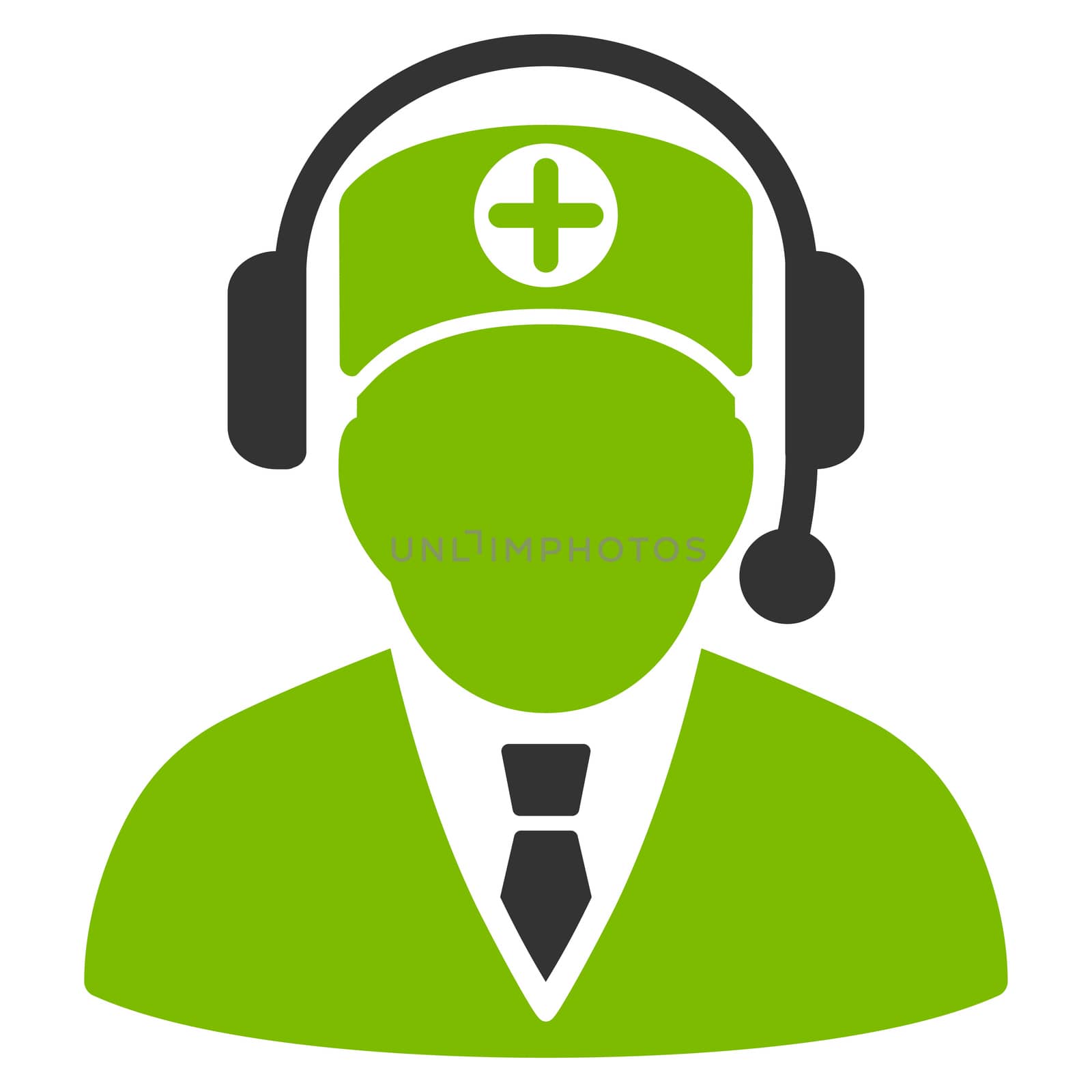 Medical Operator raster icon. Style is bicolor flat symbol, eco green and gray colors, rounded angles, white background.