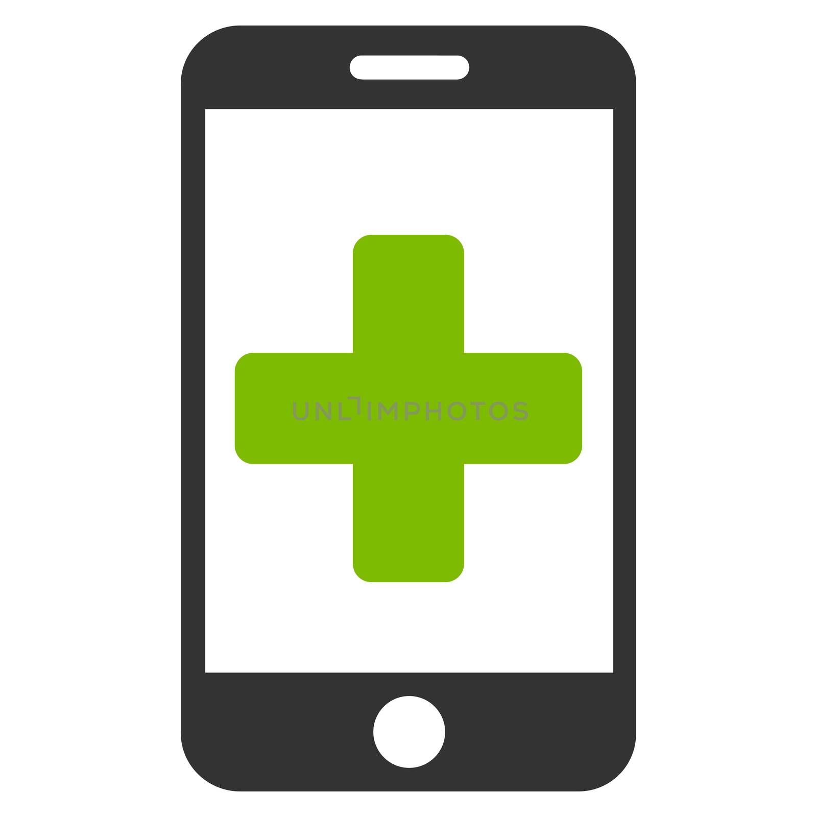 Online Help raster icon. Style is bicolor flat symbol, eco green and gray colors, rounded angles, white background.