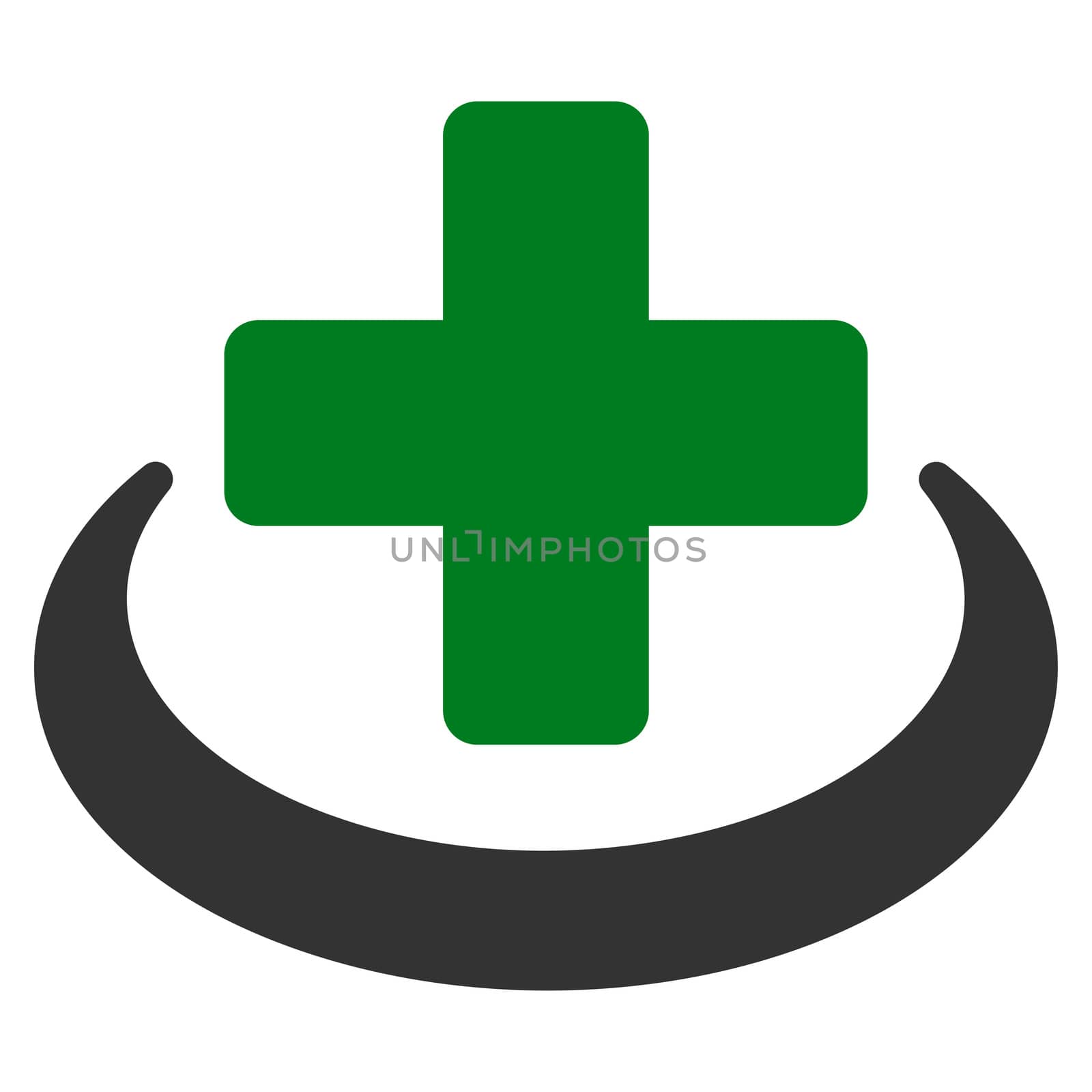 Medical Community raster icon. Style is bicolor flat symbol, green and gray colors, rounded angles, white background.