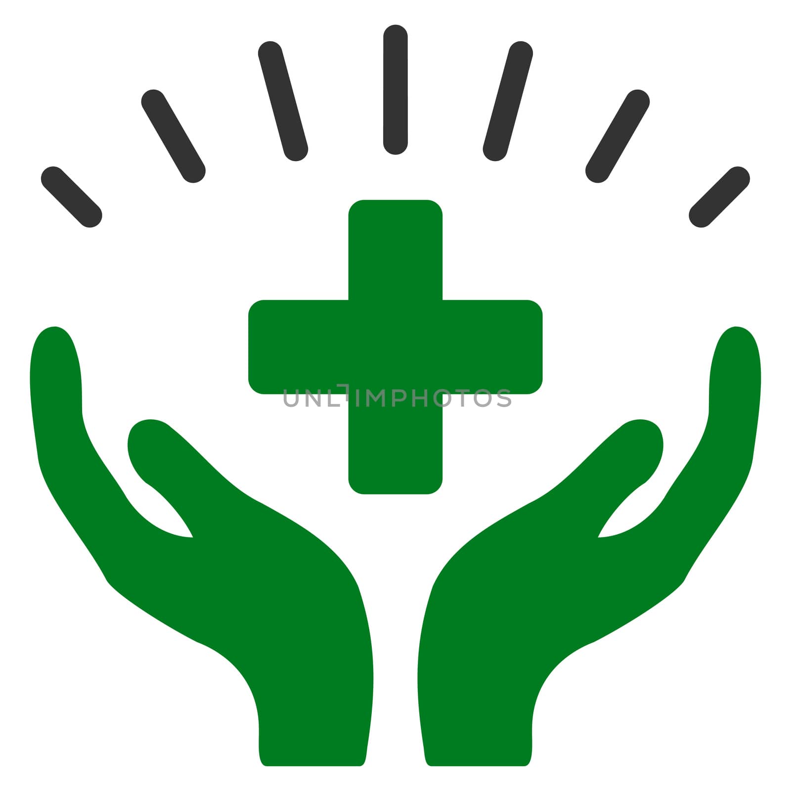 Medical Prosperity raster icon. Style is bicolor flat symbol, green and gray colors, rounded angles, white background.
