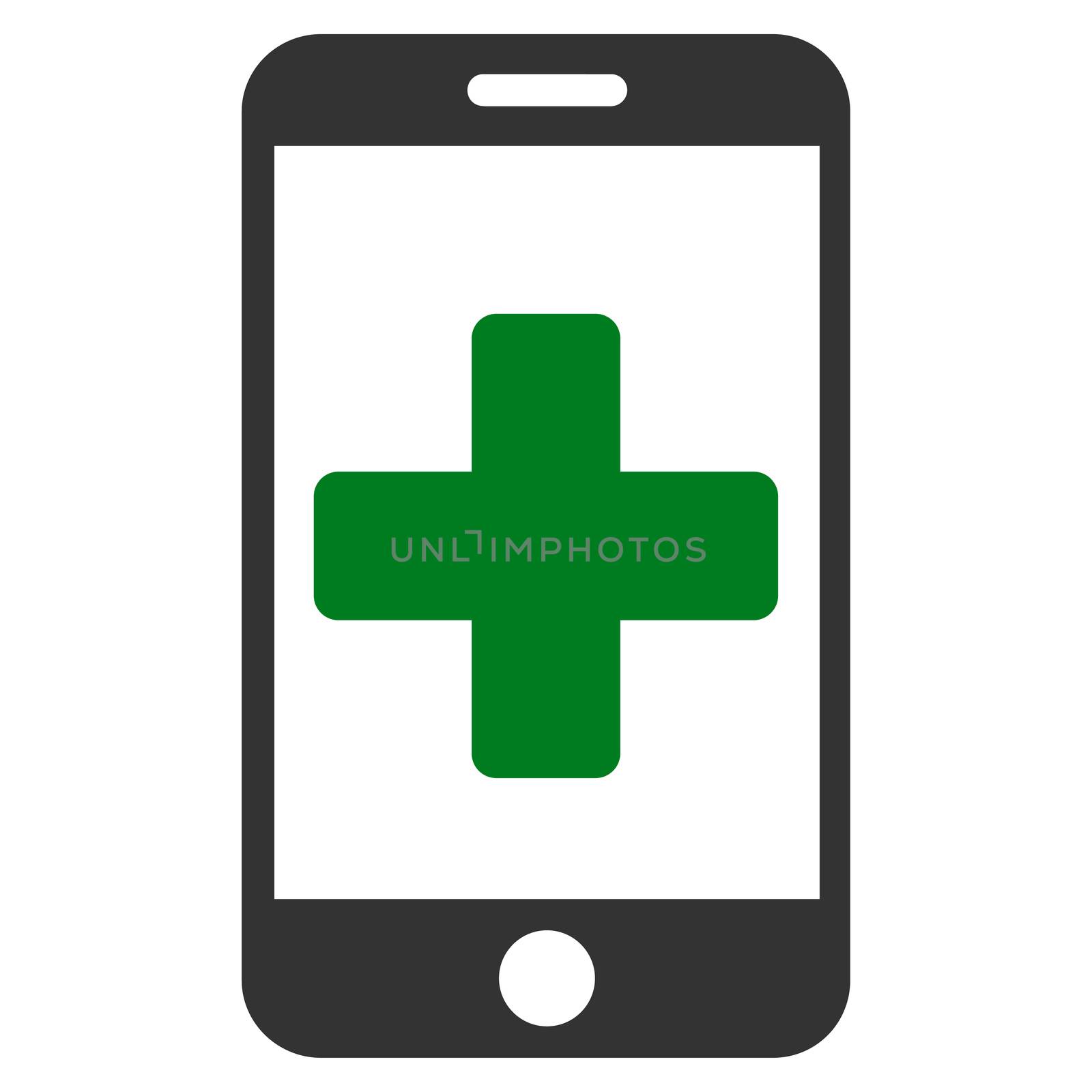 Online Help raster icon. Style is bicolor flat symbol, green and gray colors, rounded angles, white background.
