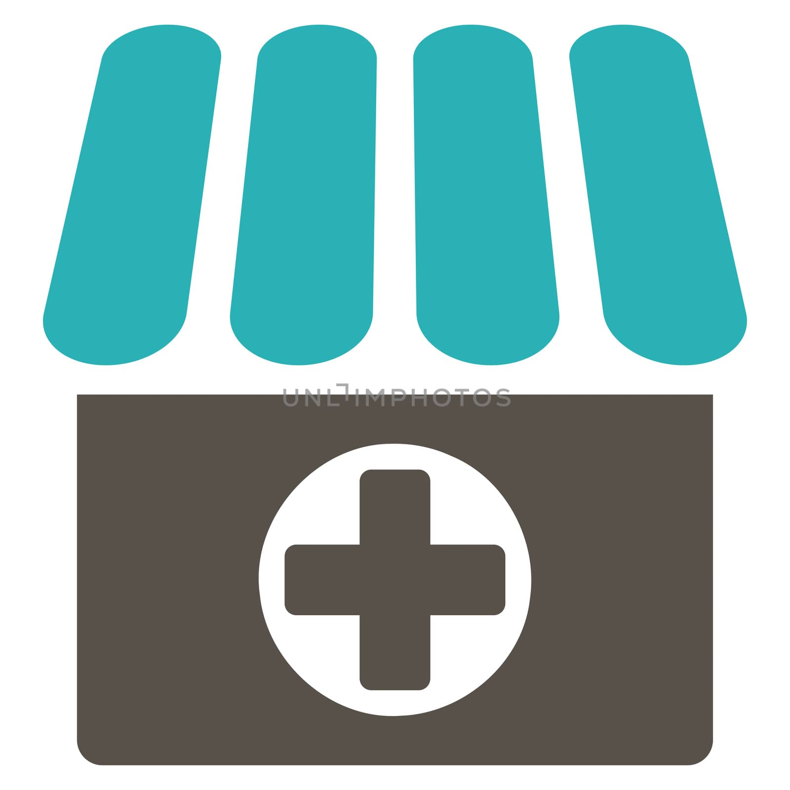 Apothecary raster icon. Style is bicolor flat symbol, grey and cyan colors, rounded angles, white background.