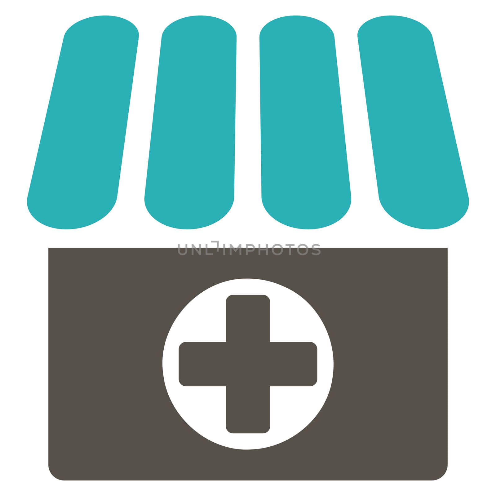 Apothecary raster icon. Style is bicolor flat symbol, grey and cyan colors, rounded angles, white background.