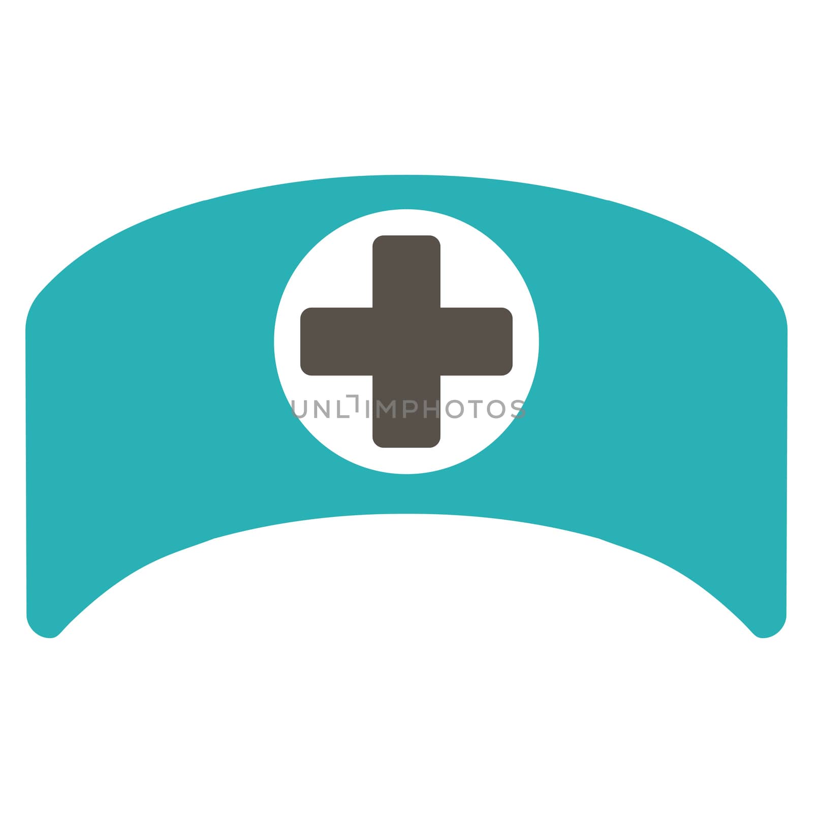 Doctor Cap raster icon. Style is bicolor flat symbol, grey and cyan colors, rounded angles, white background.