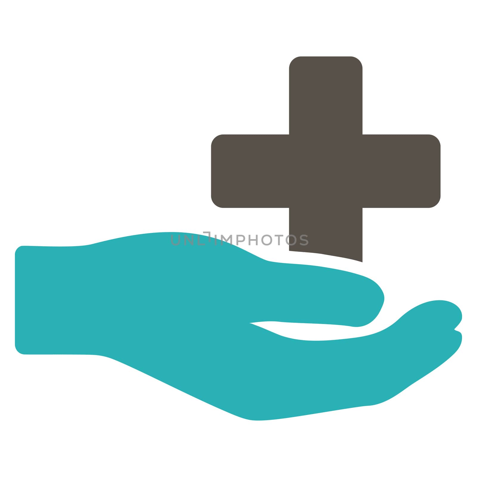 Health Care Donation raster icon. Style is bicolor flat symbol, grey and cyan colors, rounded angles, white background.