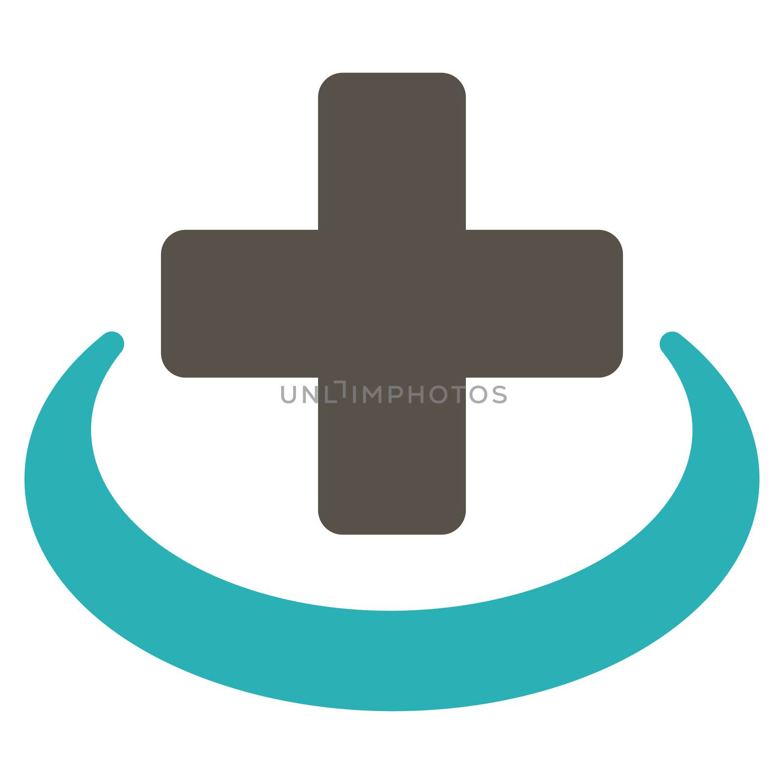 Medical Community raster icon. Style is bicolor flat symbol, grey and cyan colors, rounded angles, white background.