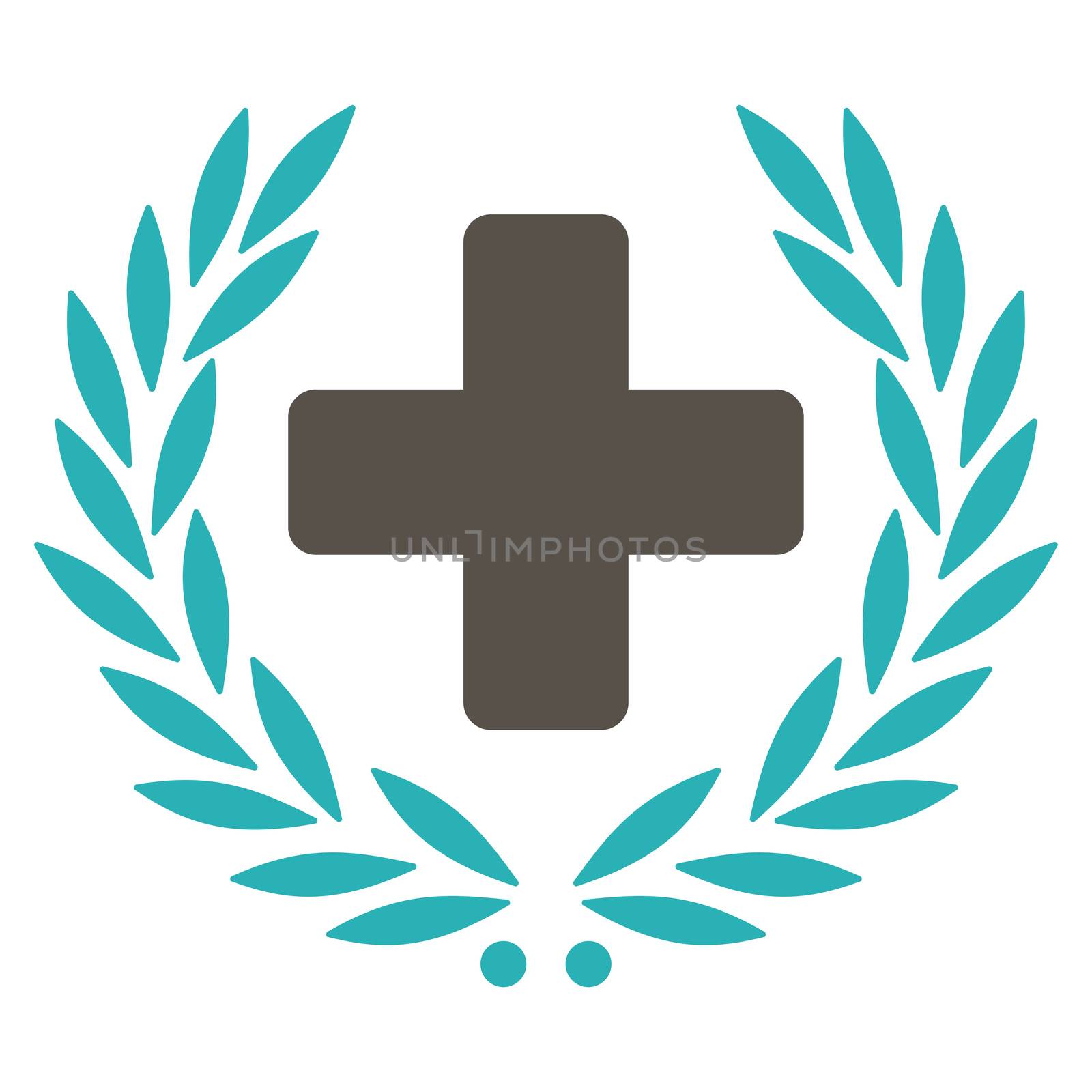 Medical Glory raster icon. Style is bicolor flat symbol, grey and cyan colors, rounded angles, white background.