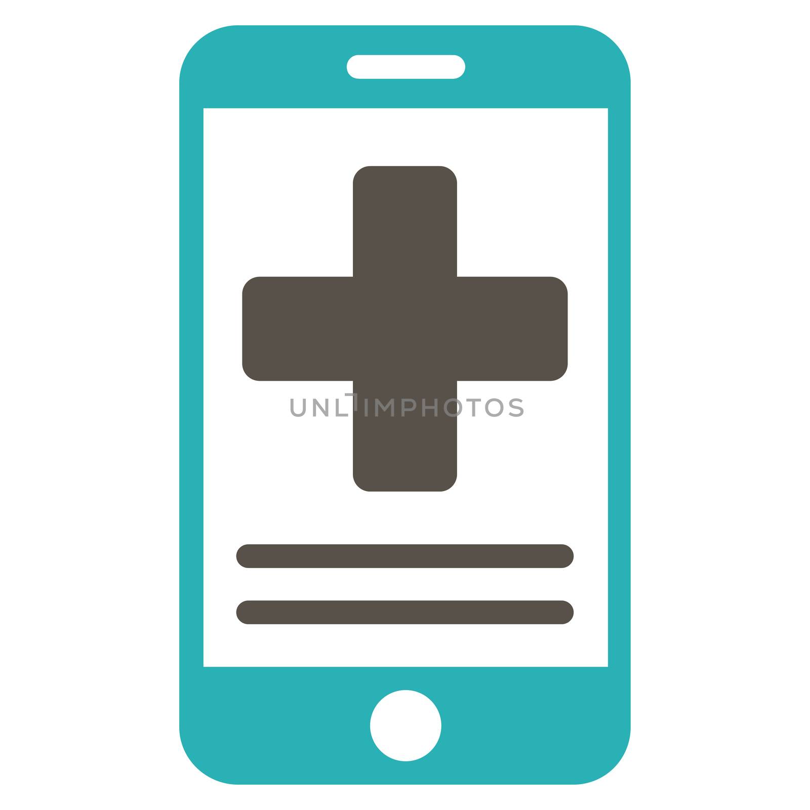 Online Medical Data raster icon. Style is bicolor flat symbol, grey and cyan colors, rounded angles, white background.