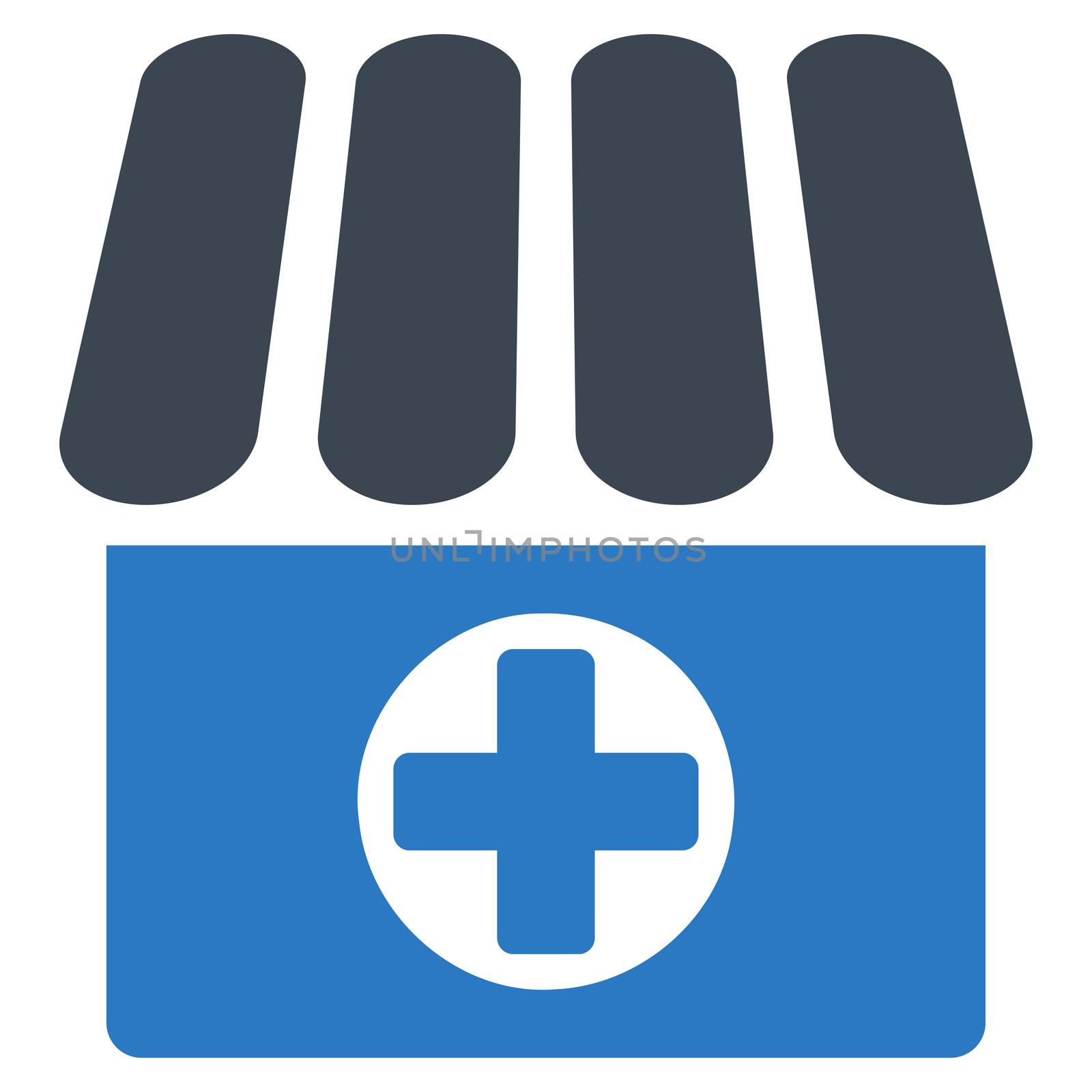 Apothecary raster icon. Style is bicolor flat symbol, smooth blue colors, rounded angles, white background.