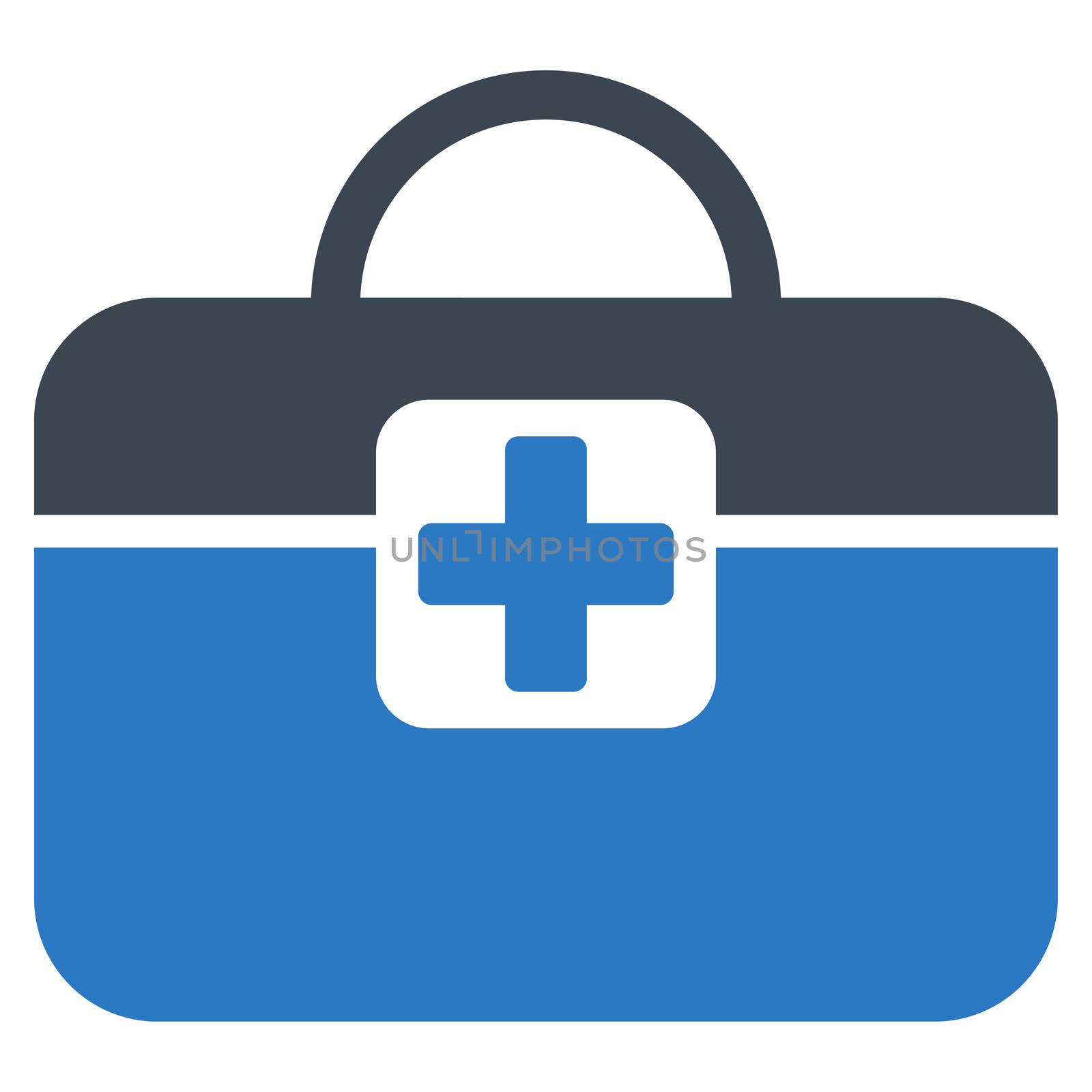 Medical Kit raster icon. Style is bicolor flat symbol, smooth blue colors, rounded angles, white background.