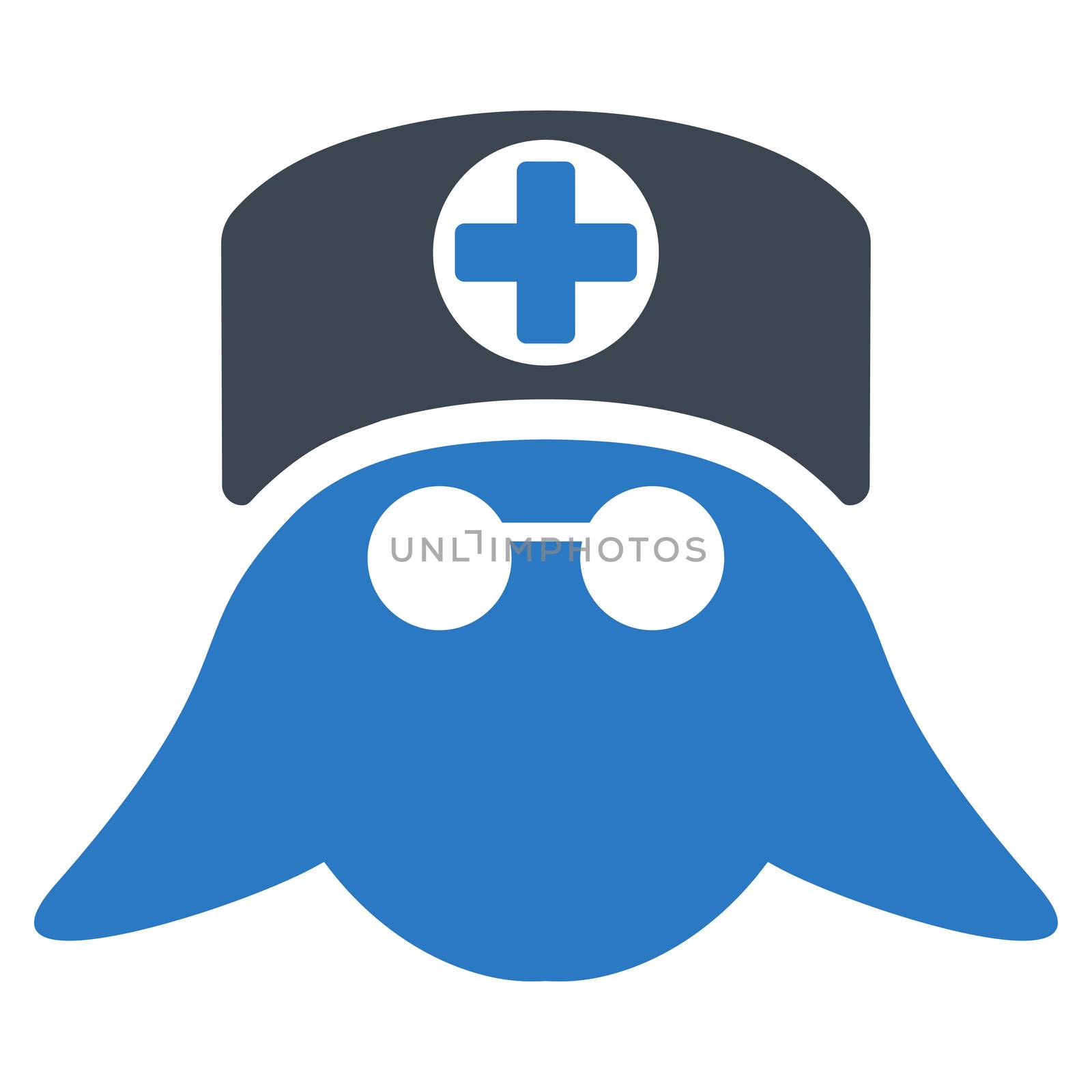 Nurse Head raster icon. Style is bicolor flat symbol, smooth blue colors, rounded angles, white background.
