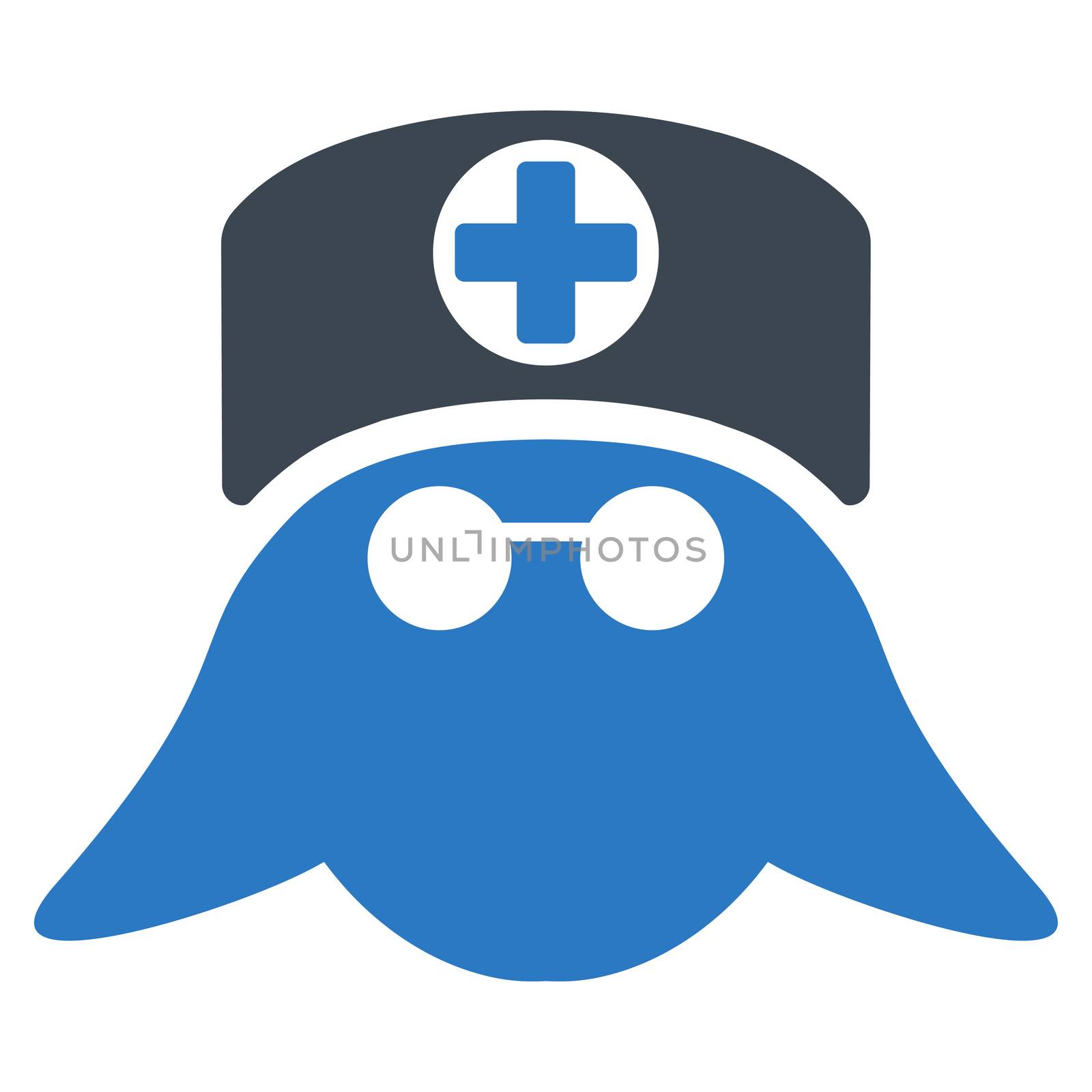 Nurse Head raster icon. Style is bicolor flat symbol, smooth blue colors, rounded angles, white background.