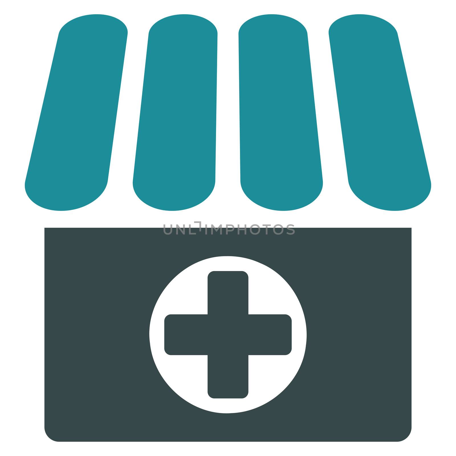 Apothecary raster icon. Style is bicolor flat symbol, soft blue colors, rounded angles, white background.