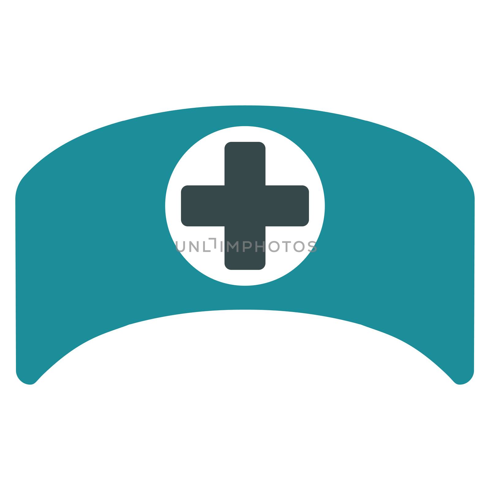 Doctor Cap raster icon. Style is bicolor flat symbol, soft blue colors, rounded angles, white background.