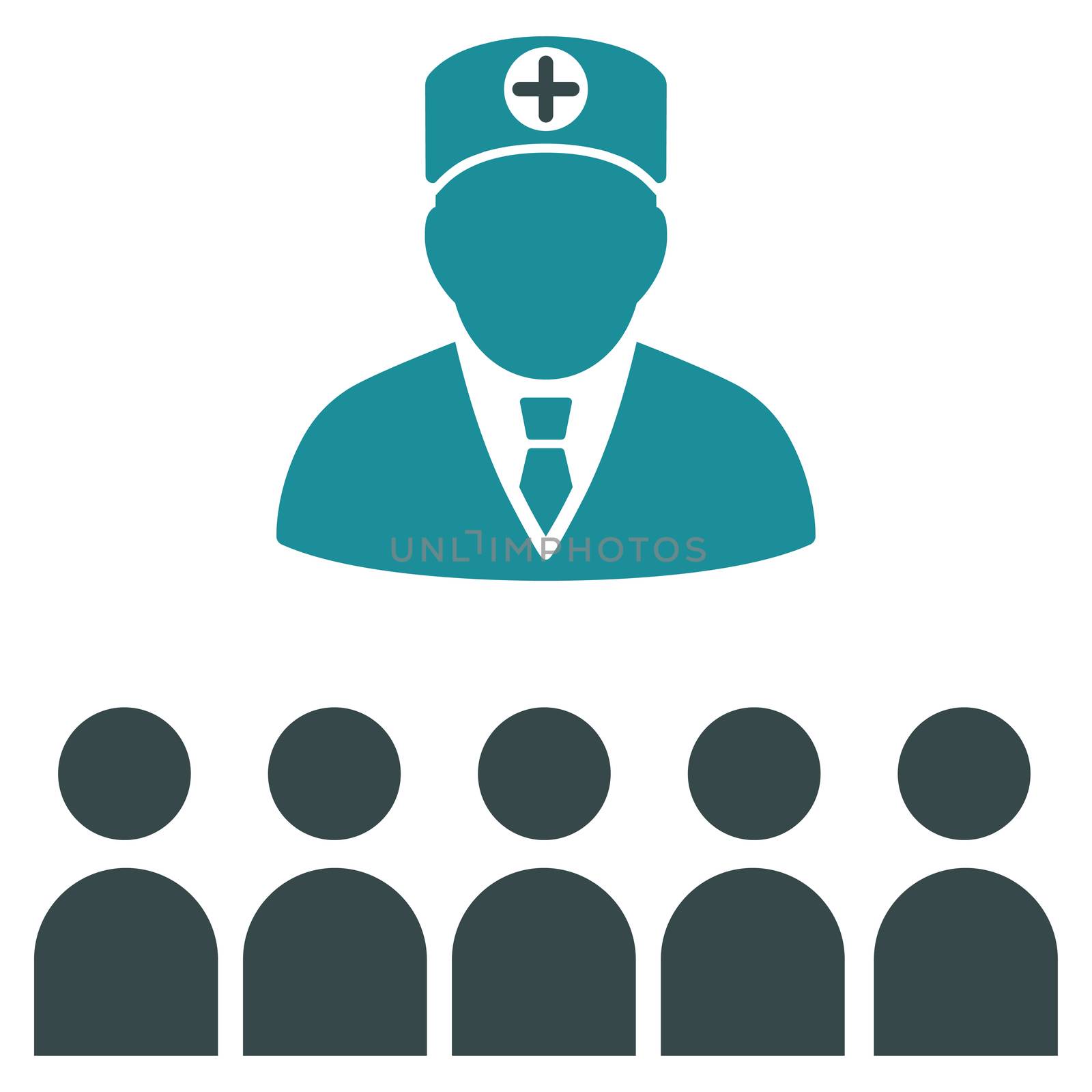 Doctor Class raster icon. Style is bicolor flat symbol, soft blue colors, rounded angles, white background.